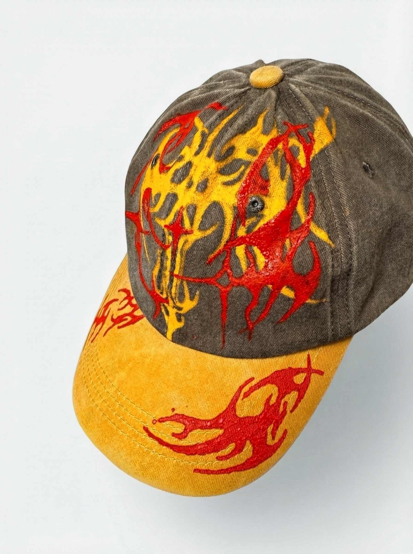 Recovered Artifact No. 087 — YELLOW FLAME CAP — HAND-PAINTED