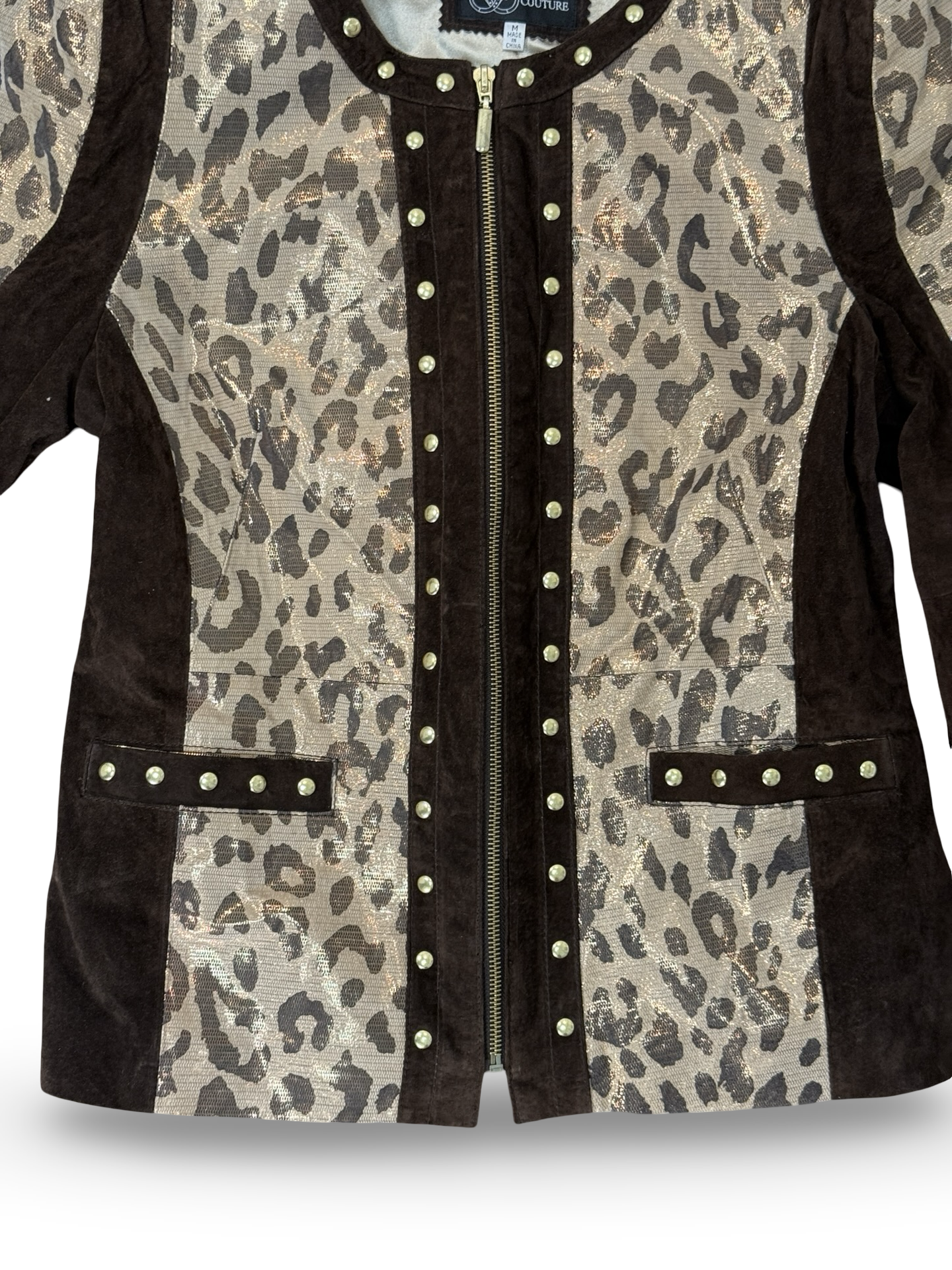 (90s) VTG Shear 1827 Couture Leopard Print Leather Jacket (WMNS M)