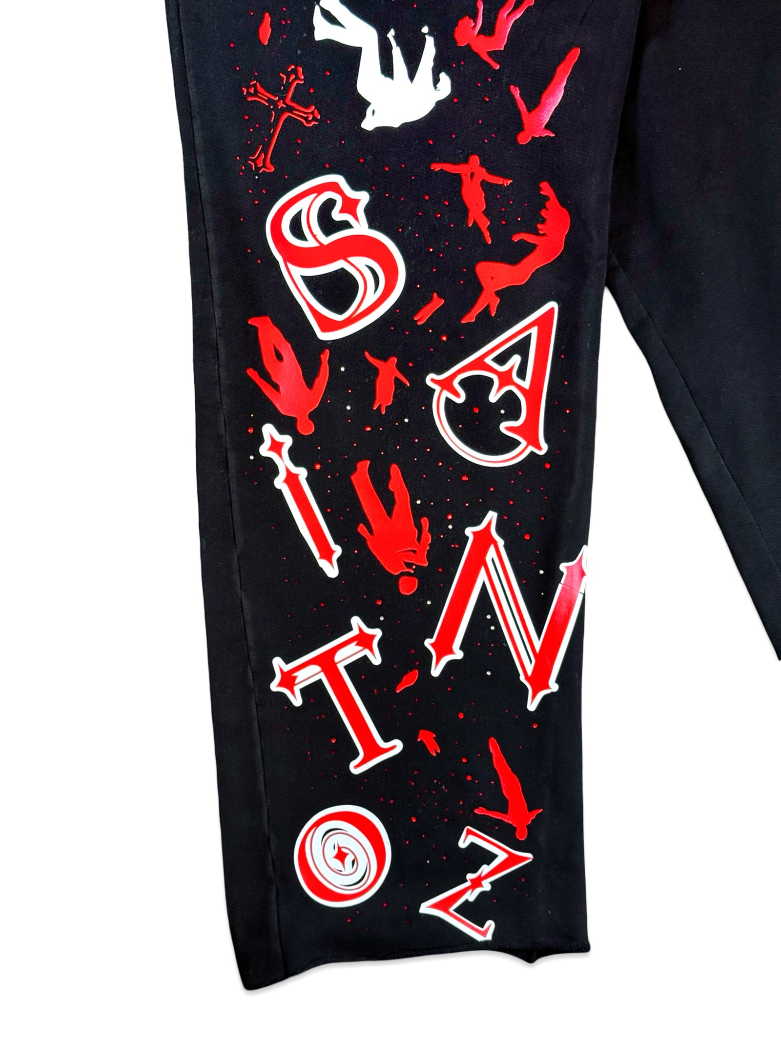 Studio Work No. 016 — FALLEN SAINTS BAGGY SWEATPANT — BLACK/CRIMSON