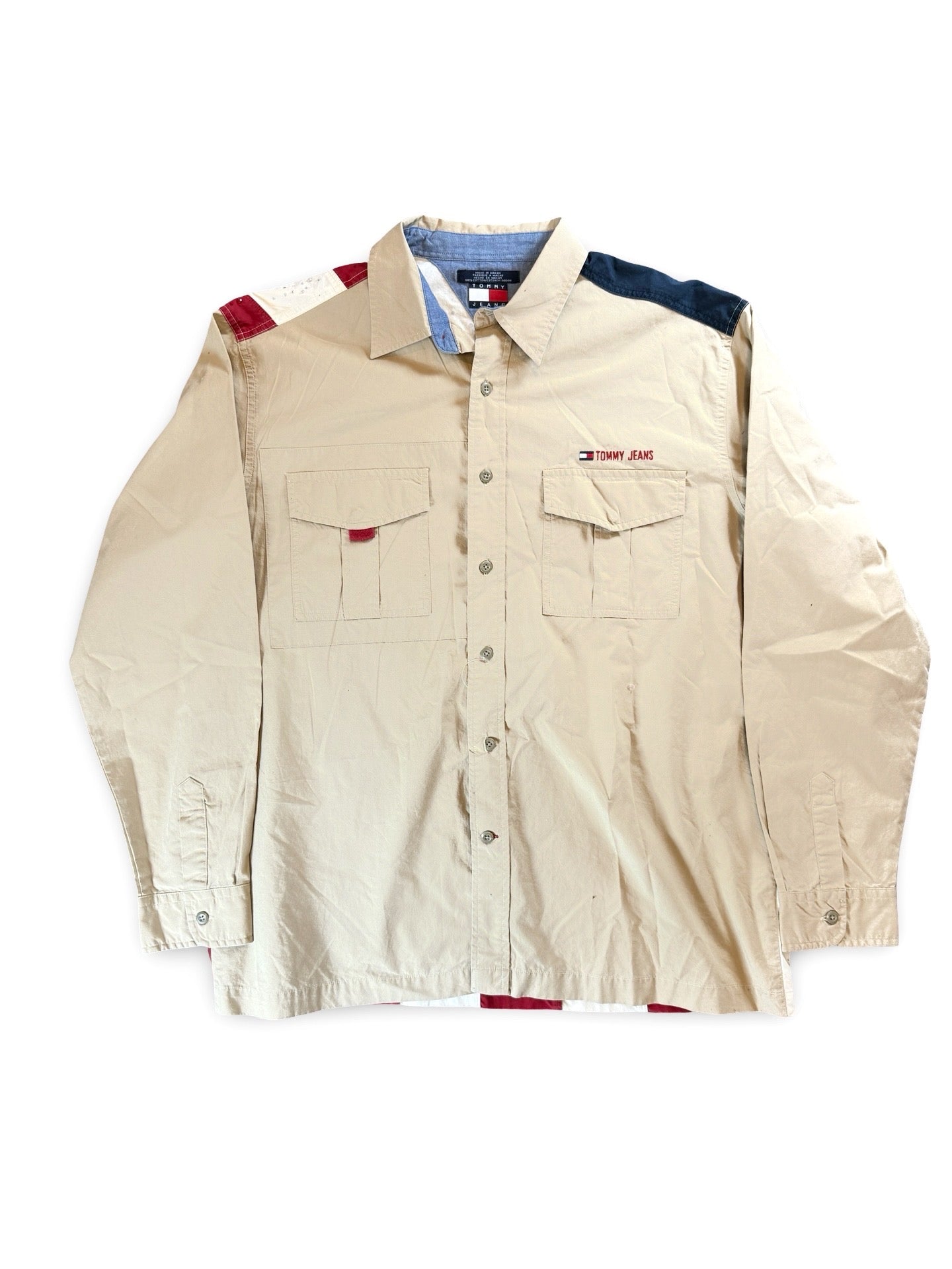 Recovered Artifact No. 007 — TOMMY JEANS USA FLAG Rhinestone SHIRT (SIZE LARGE)