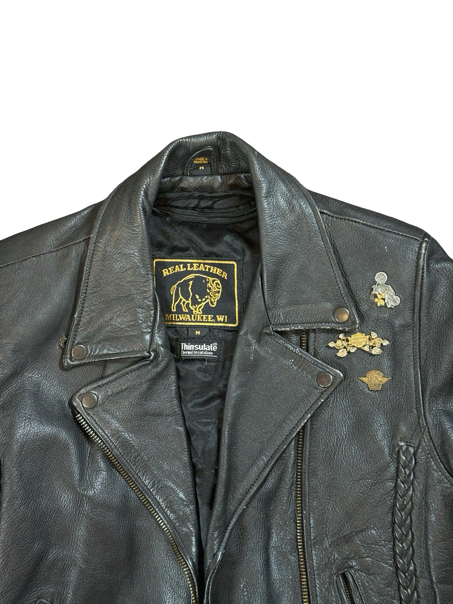 (90s) Harley-Davidson Black Leather Biker Jacket (M)