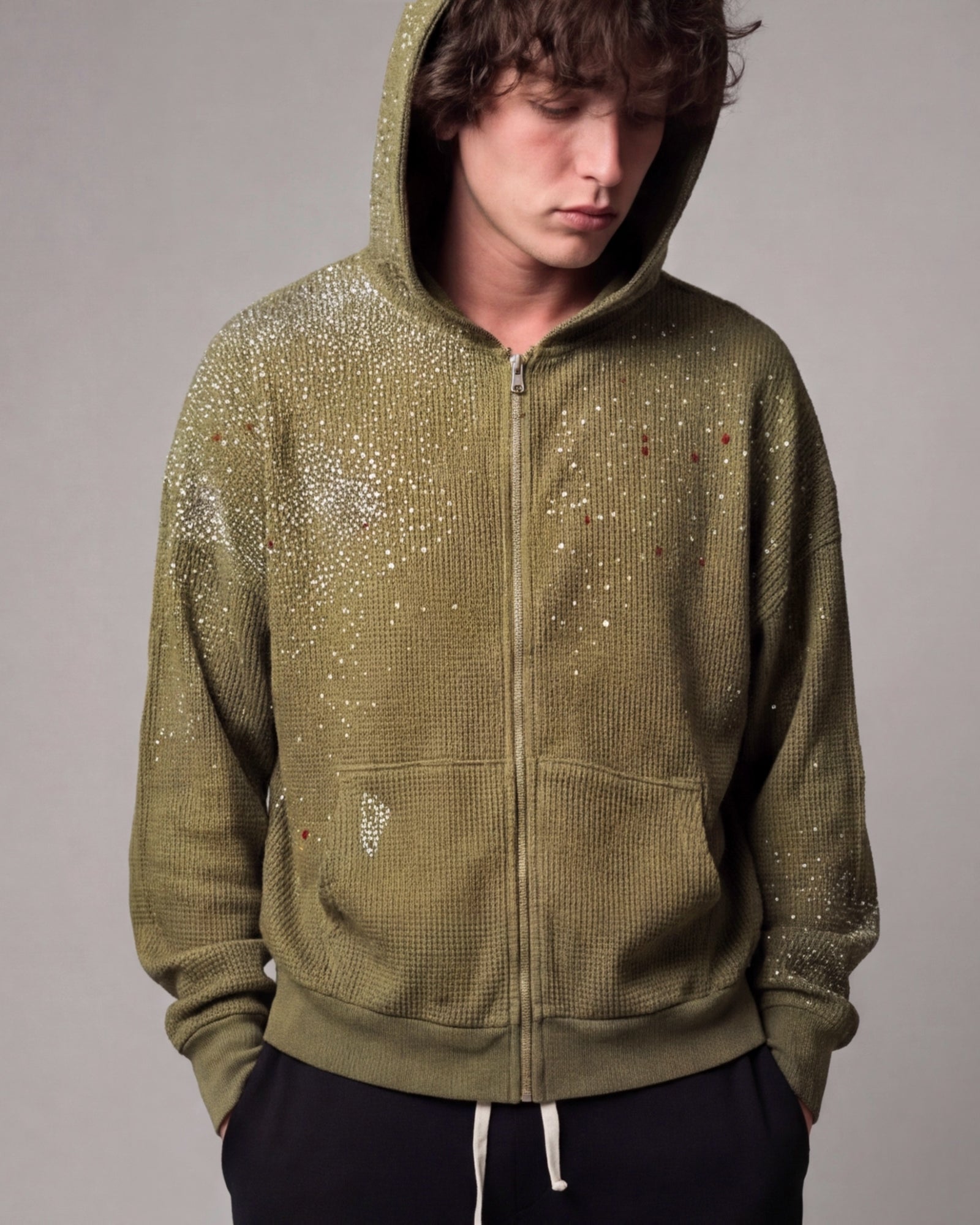 Recovered Artifact No. 777 — ST.OZ RHINESTONE GREEN ZIP-UP (XL)