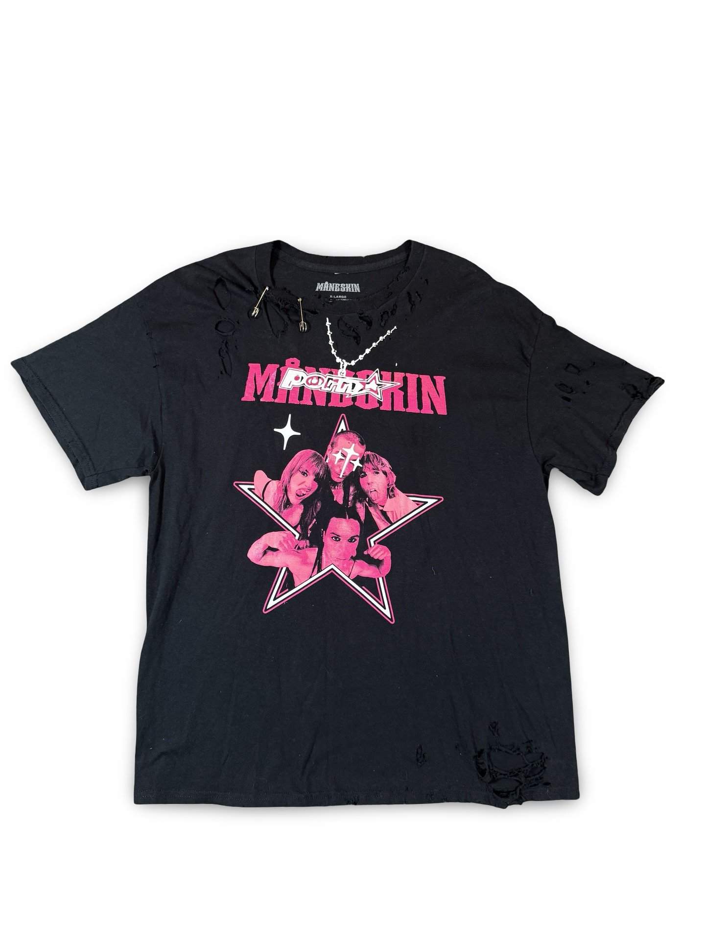 Recovered Artifact No. 117 — Distressed Måneskin Concert Tee (XL)