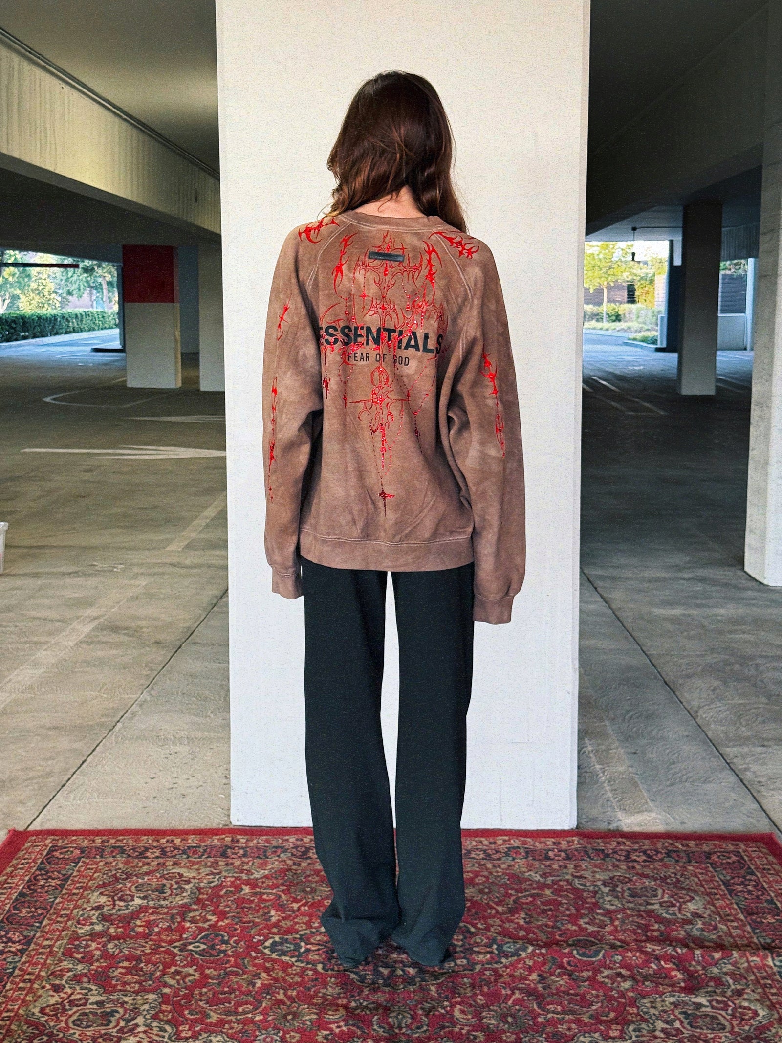 Recovered Artifact No. 778 — Fear of God Essentials Tribal Oatmeal Rhinestone Crewneck (L)