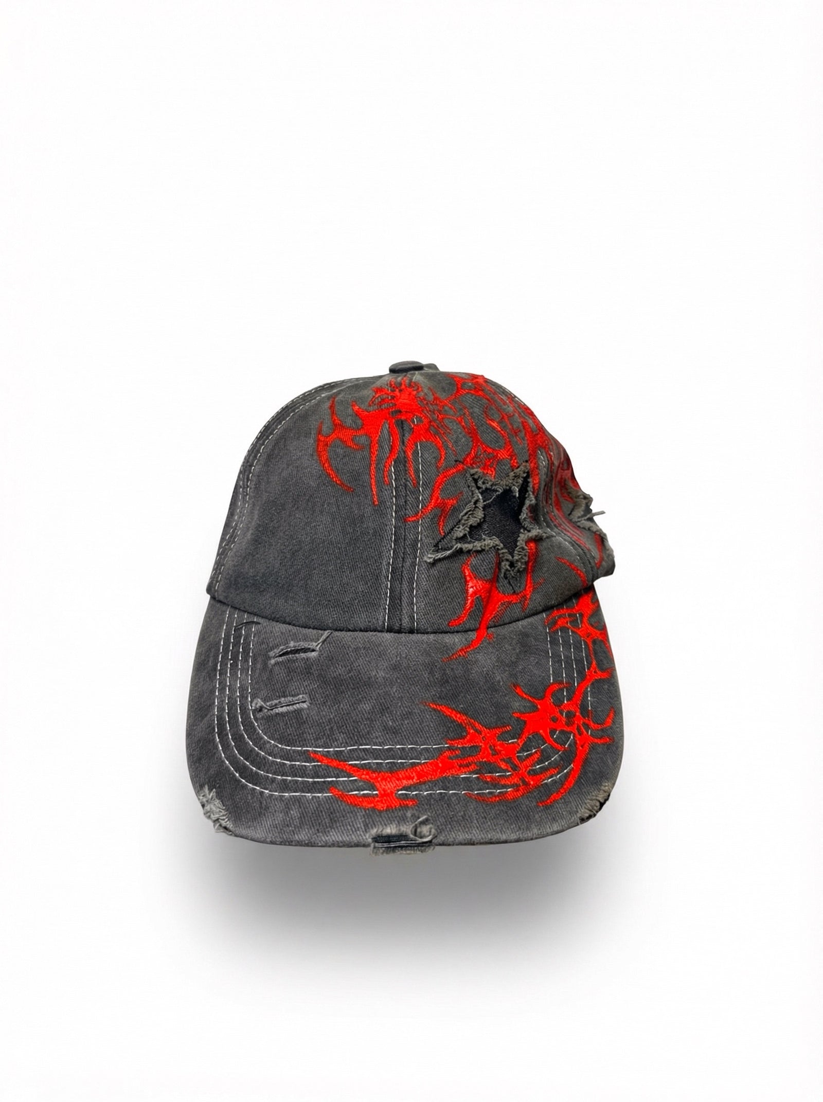 Recovered Artifact No. 034 — DISTRESSED RED SIGIL CAP — HAND-PAINTED