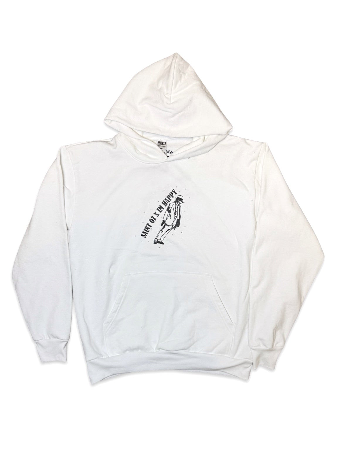 SAINT OZ x IAMHAPPY LA COLLAB — MJ Rhinestone Hoodie (Pure White) SIZE LARGE