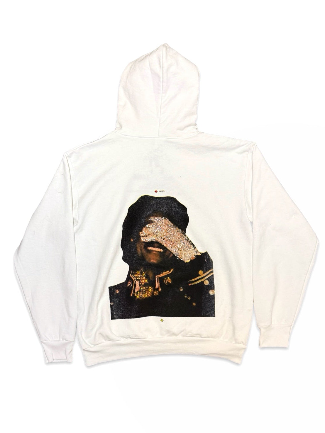 SAINT OZ x IAMHAPPY LA COLLAB — MJ Rhinestone Hoodie (Pure White) SIZE LARGE