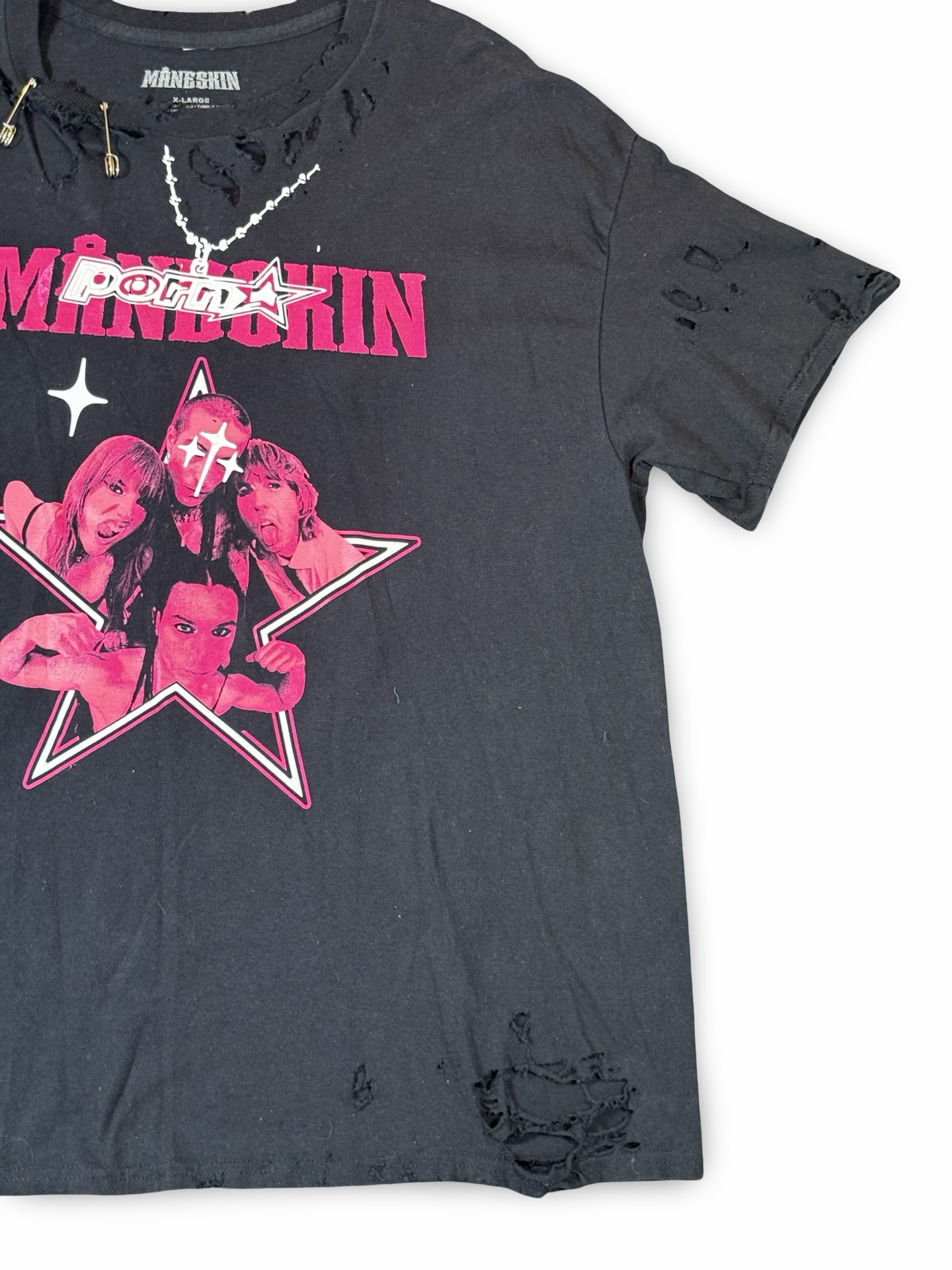 Recovered Artifact No. 117 — Distressed Måneskin Concert Tee (XL)