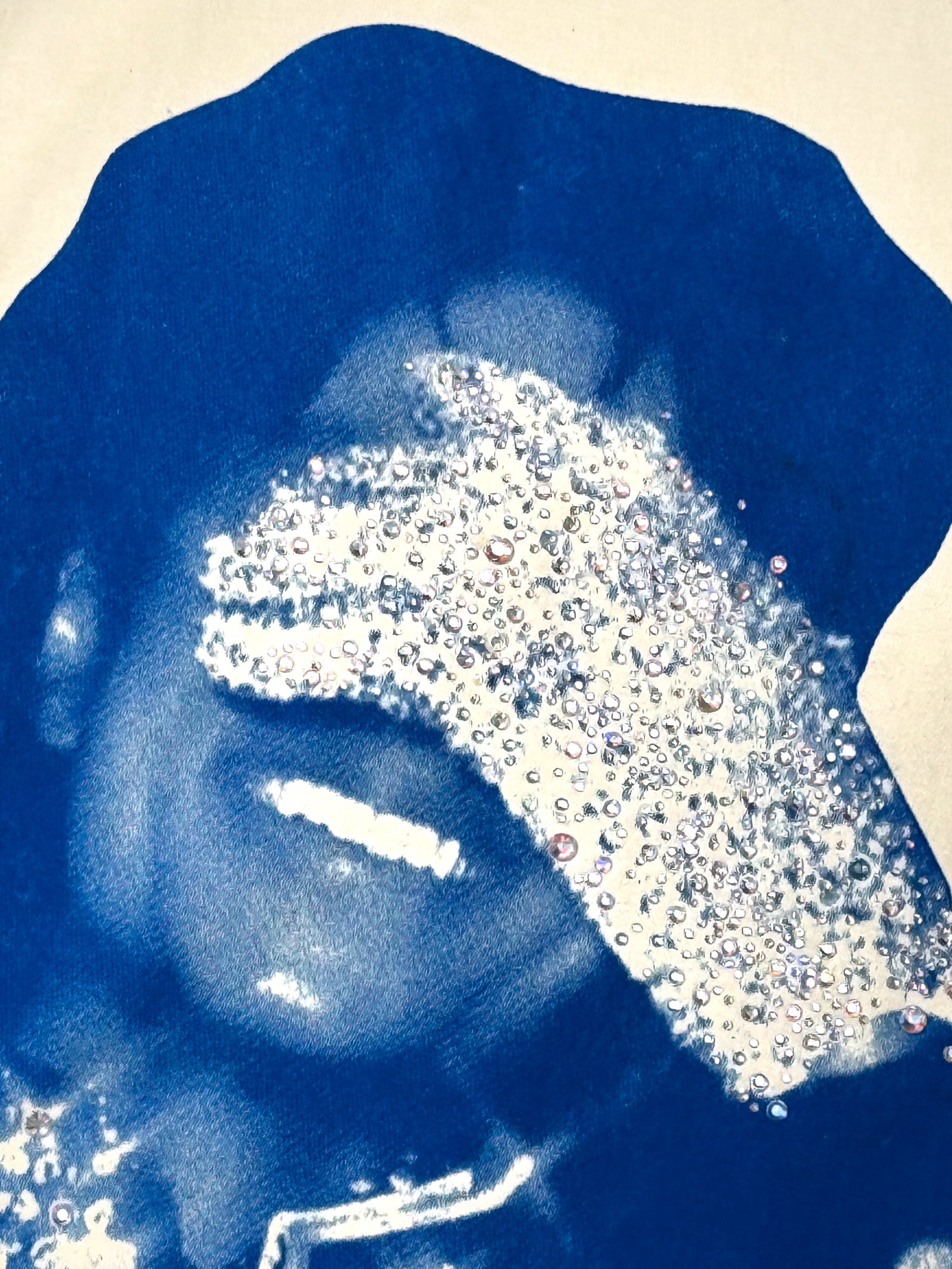 SAINT OZ x IAMHAPPY LA COLLAB — MJ Rhinestone Silence Tee (CREAM) SIZE MEDIUM