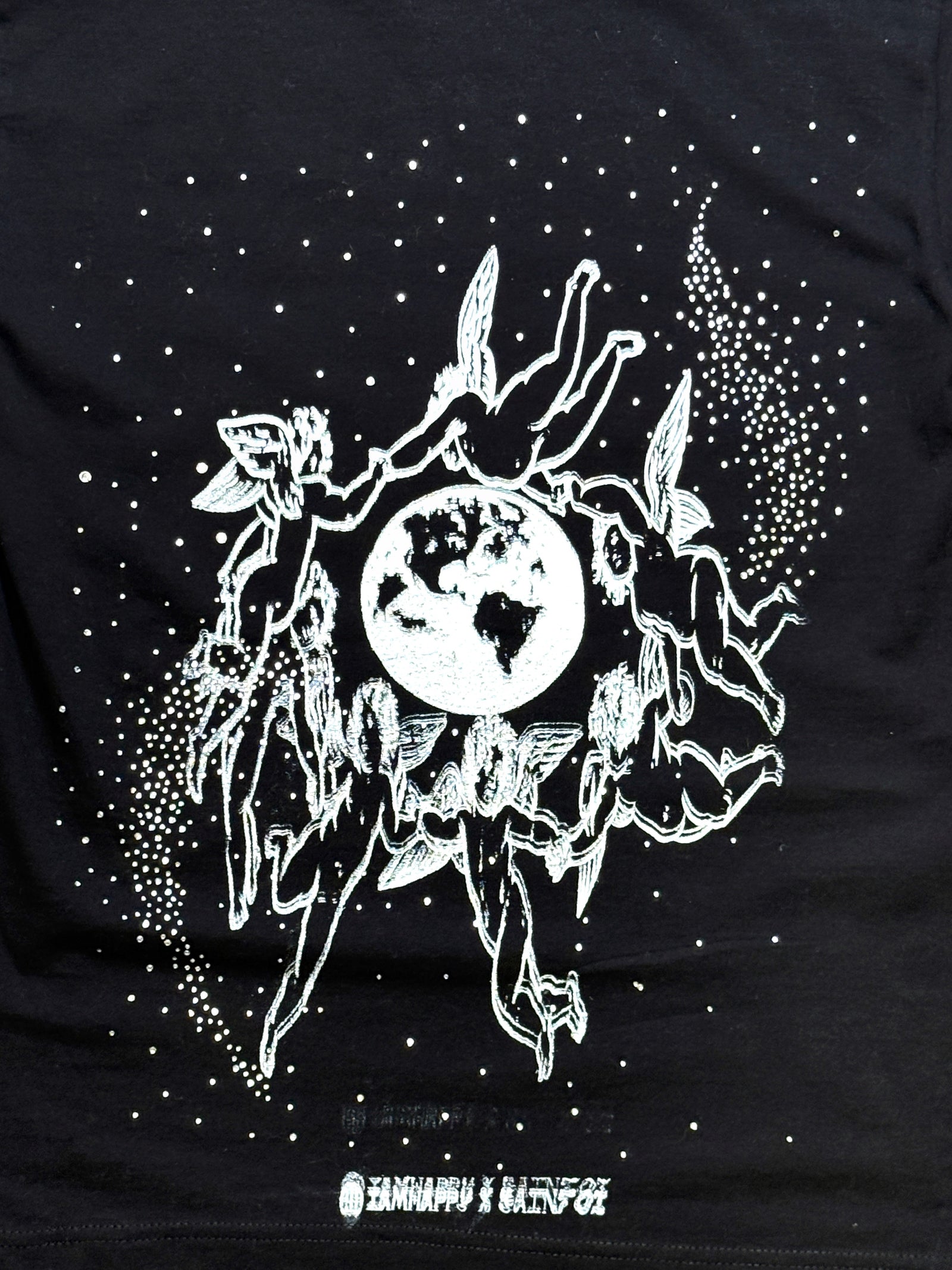 SAINT OZ x IAMHAPPY LA COLLAB — ST. IS HAPPY Rhinestone Tee