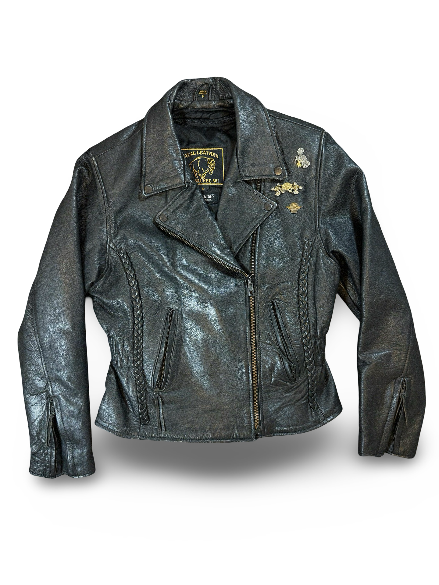 (90s) Harley-Davidson Black Leather Biker Jacket (M)