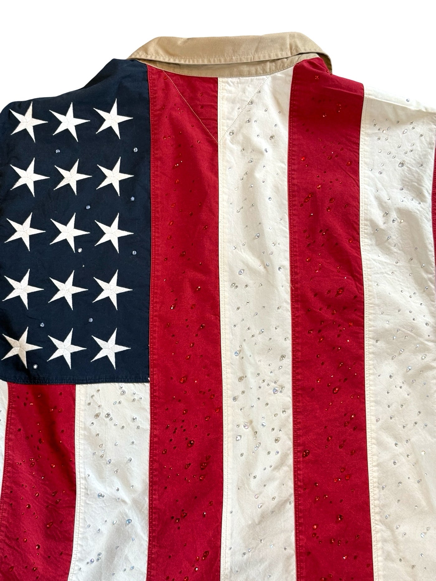 Recovered Artifact No. 007 — TOMMY JEANS USA FLAG Rhinestone SHIRT (SIZE LARGE)