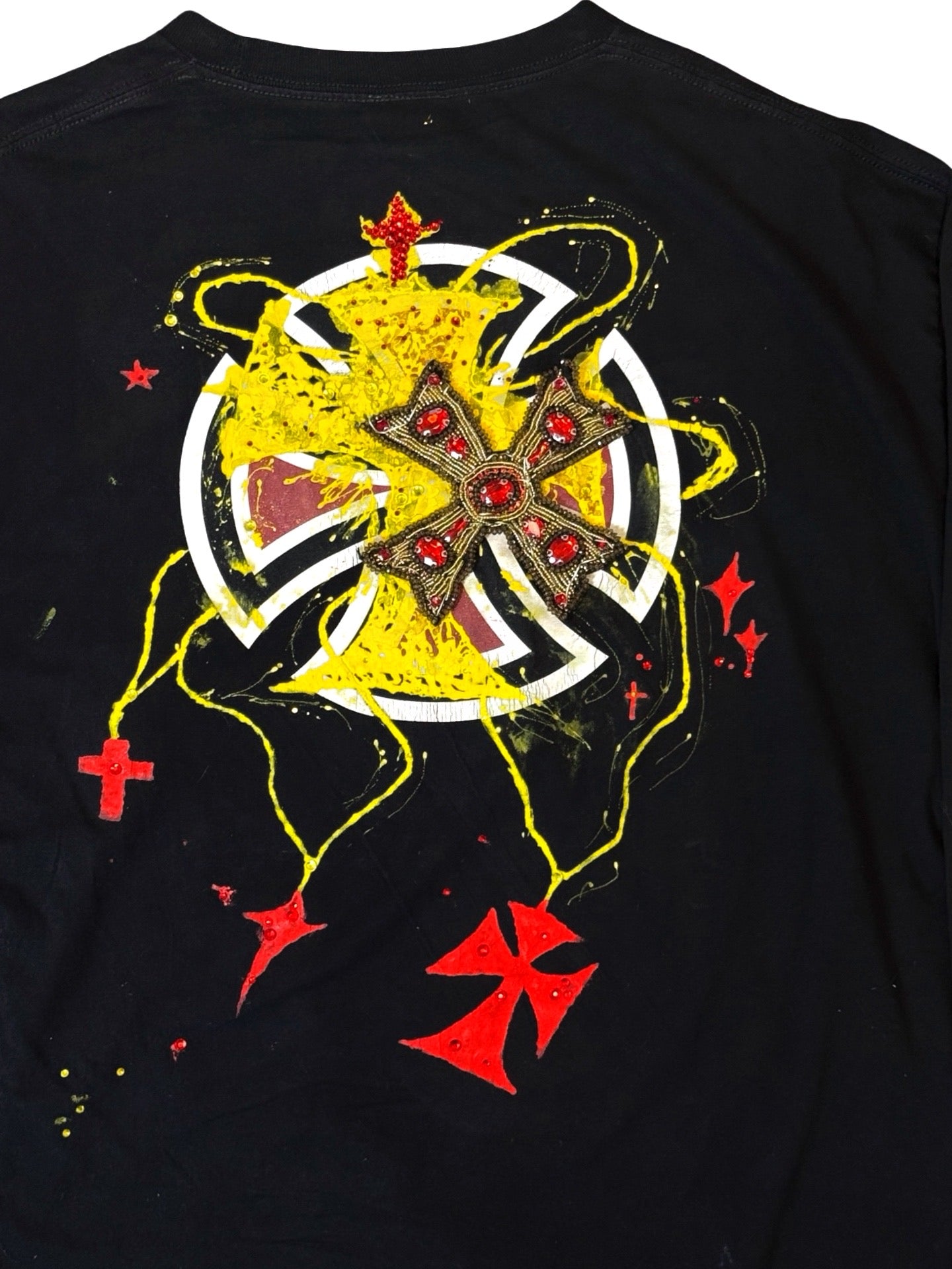 Recovered Artifact No. 111— GILDED RELIC CROSS — HAND PAINTED + EMBELLISHED (XL)