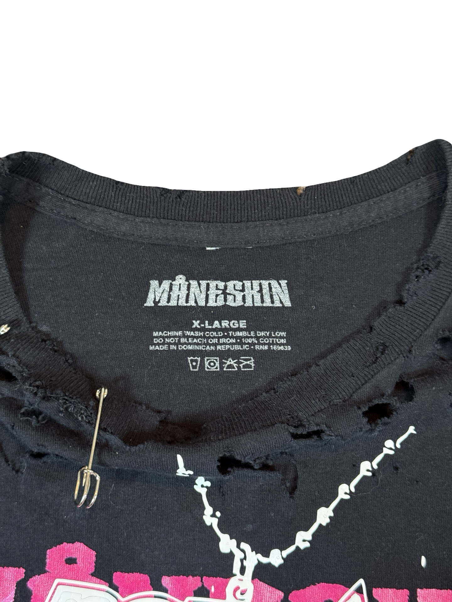 Recovered Artifact No. 117 — Distressed Måneskin Concert Tee (XL)