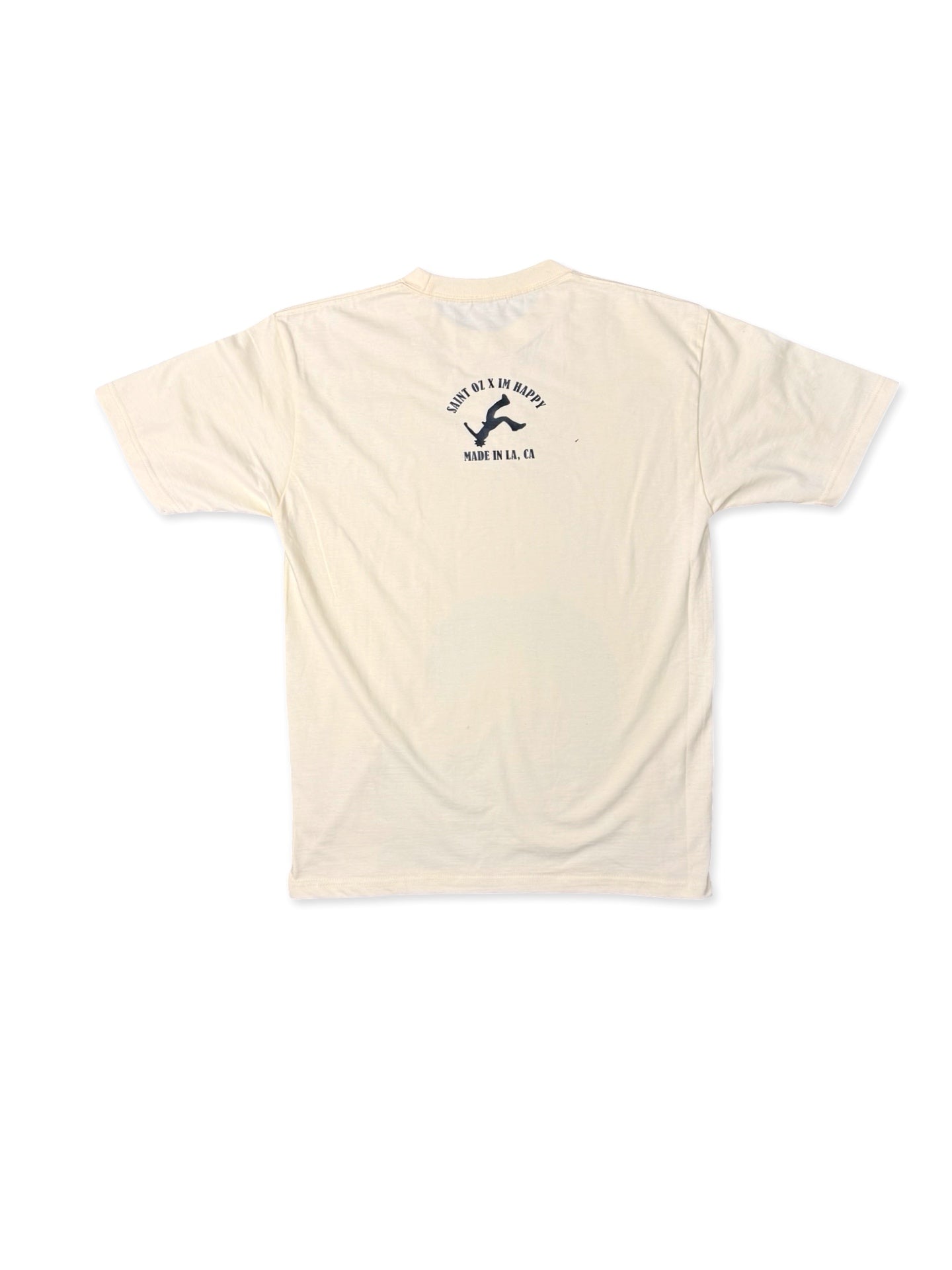 SAINT OZ x IAMHAPPY LA COLLAB — MJ Rhinestone Silence Tee (CREAM) SIZE MEDIUM