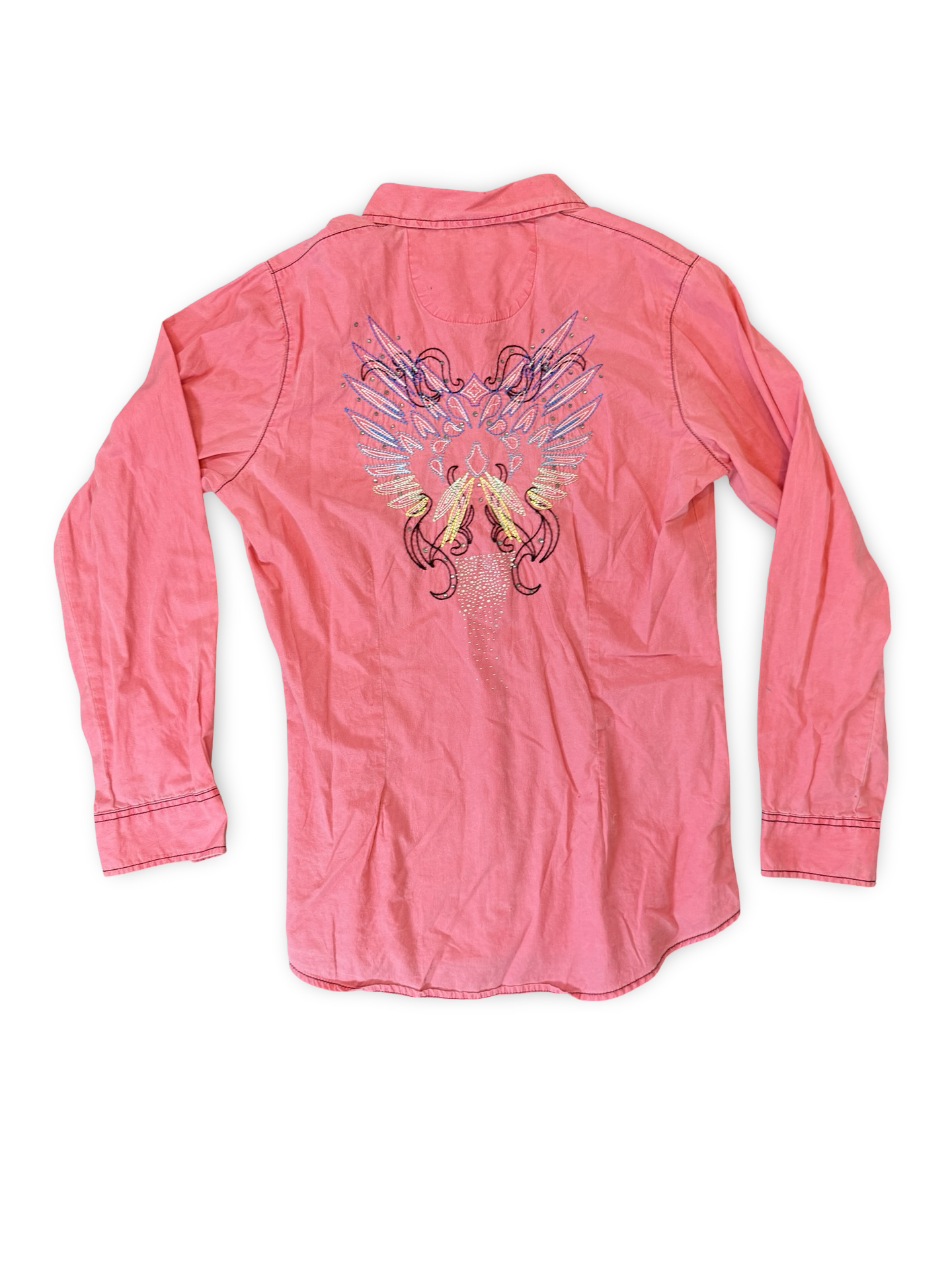 Recovered Artifact No. 447 — Wrangler Rock 47 Pink Western Shirt (L)
