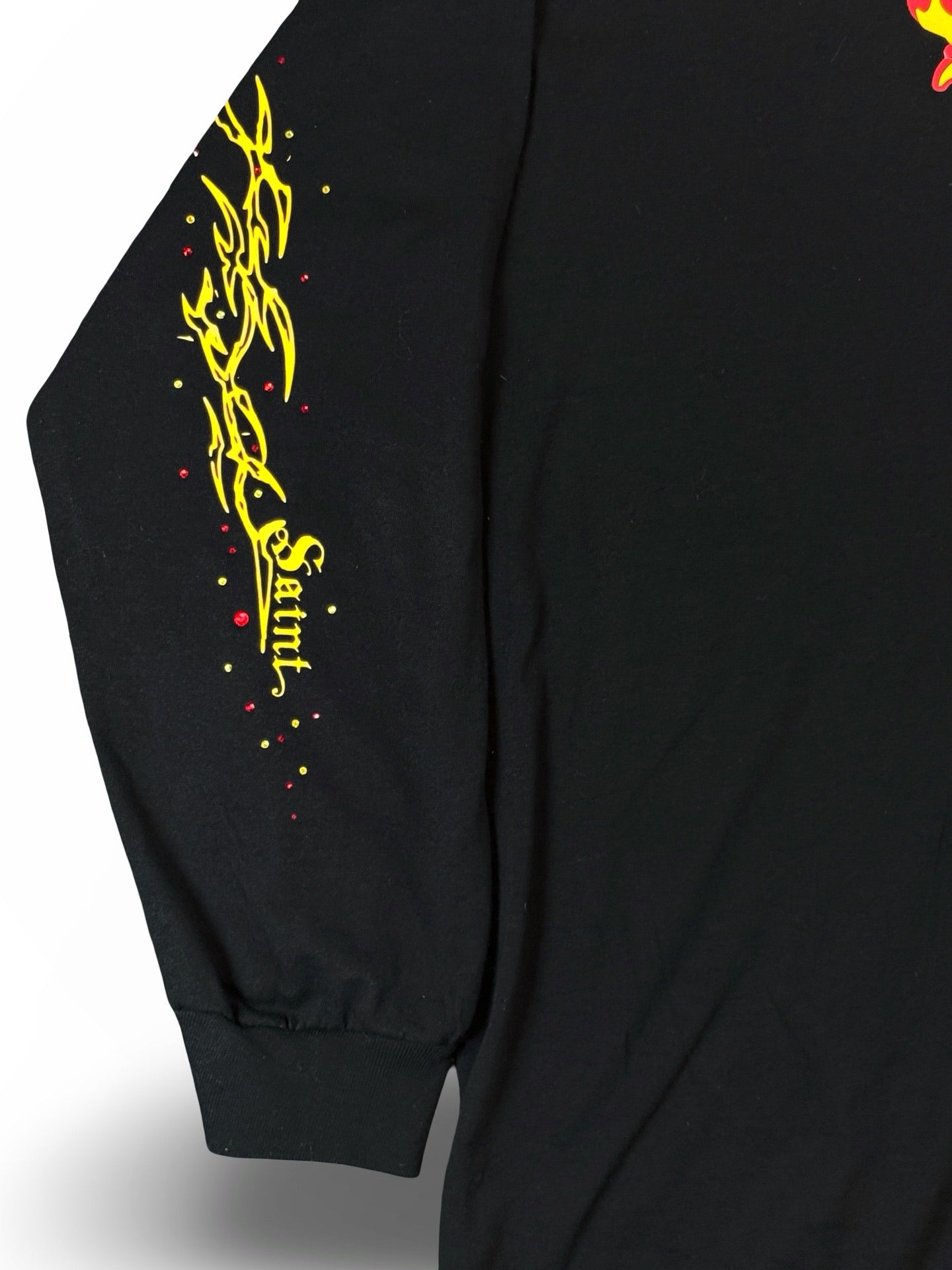Studio Work No. 021 — TRIBAL FLAME CROSS PEARL LONG SLEEVE — BLACK