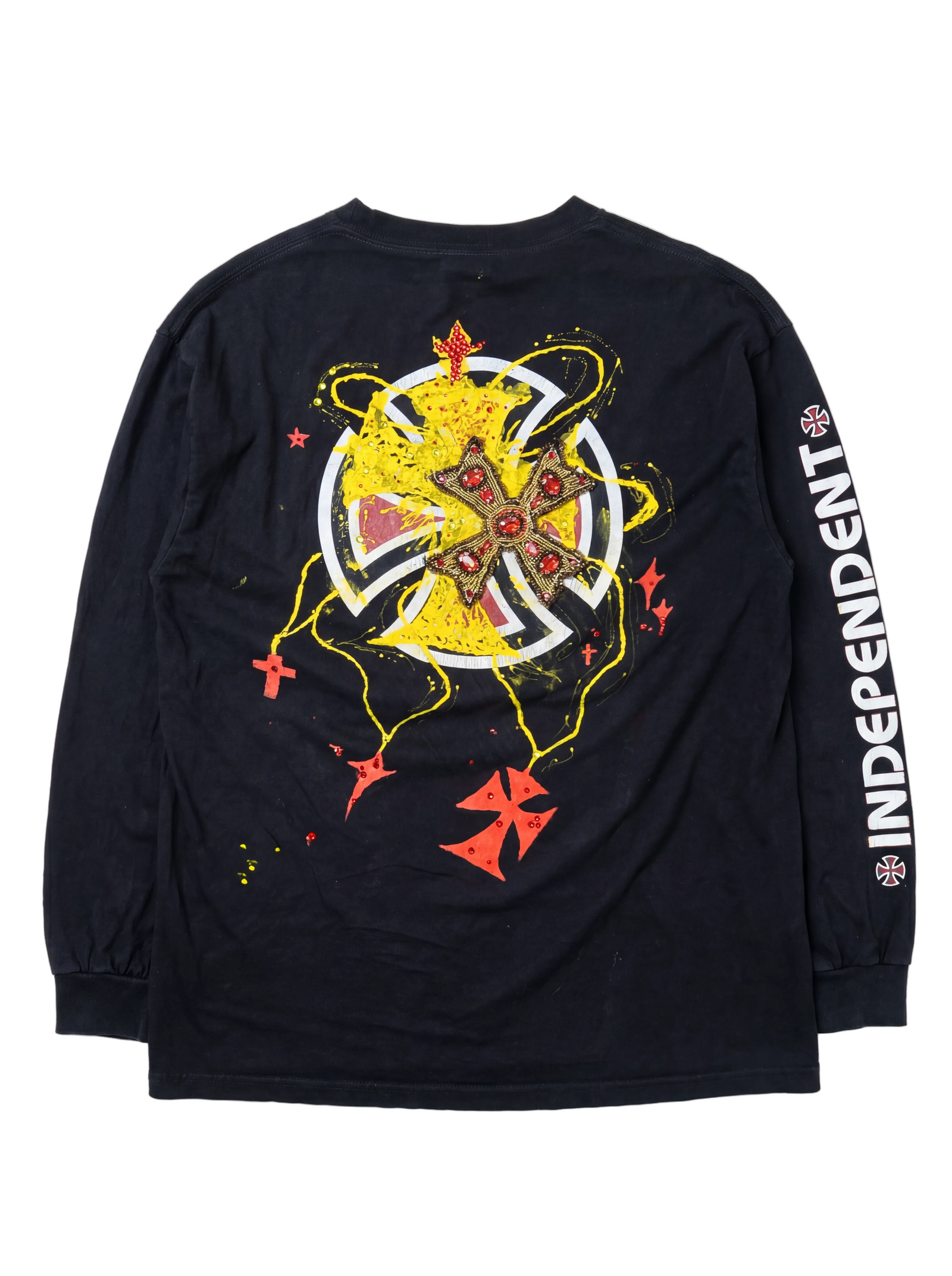 Recovered Artifact No. 111— GILDED RELIC CROSS — HAND PAINTED + EMBELLISHED (XL)