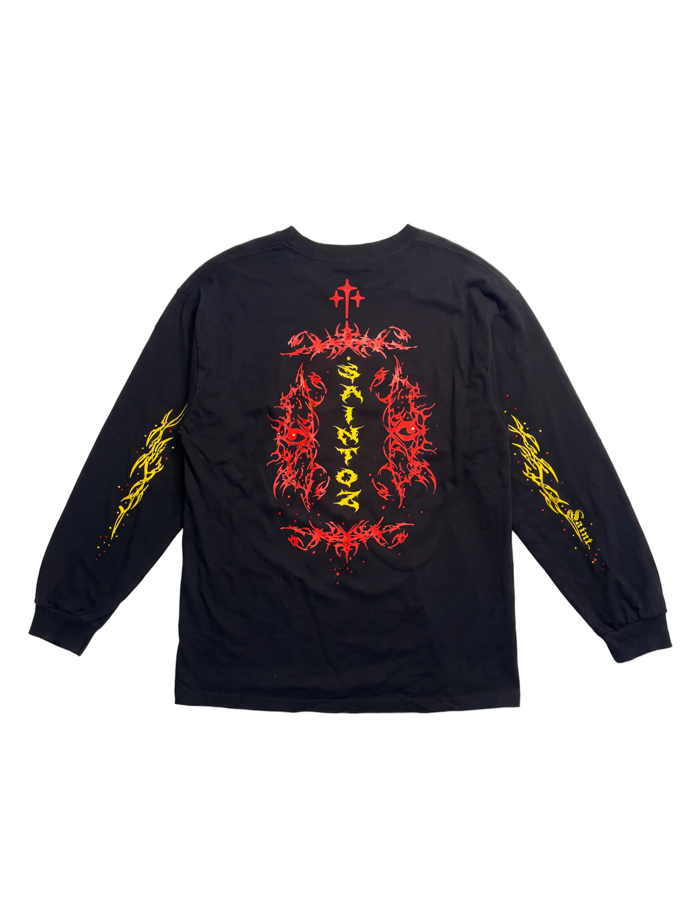 Studio Work No. 021 — TRIBAL FLAME CROSS PEARL LONG SLEEVE — BLACK
