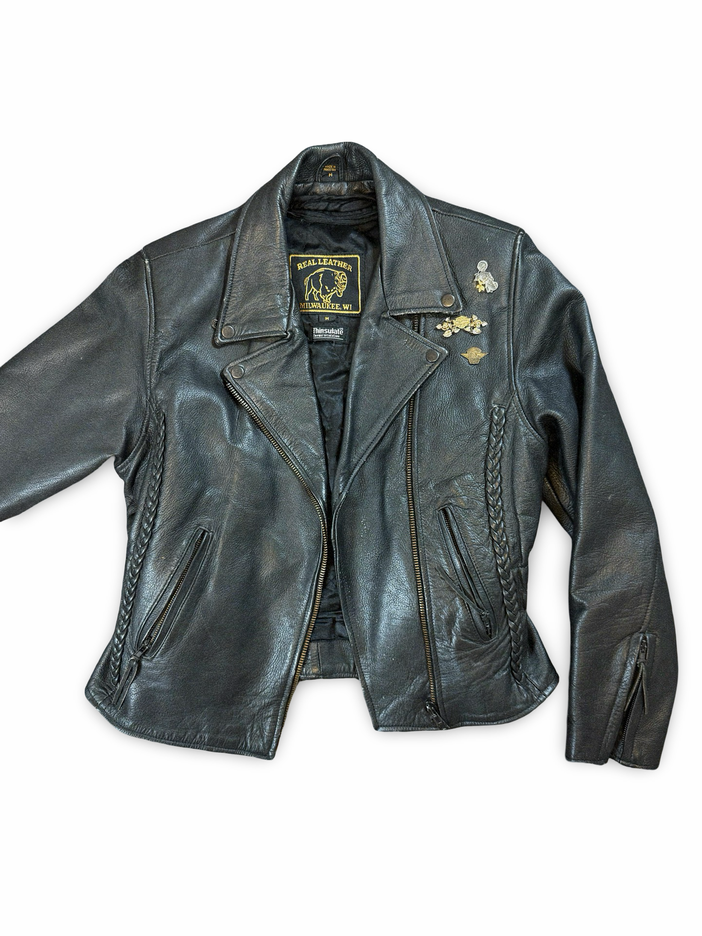 (90s) Harley-Davidson Black Leather Biker Jacket (M)