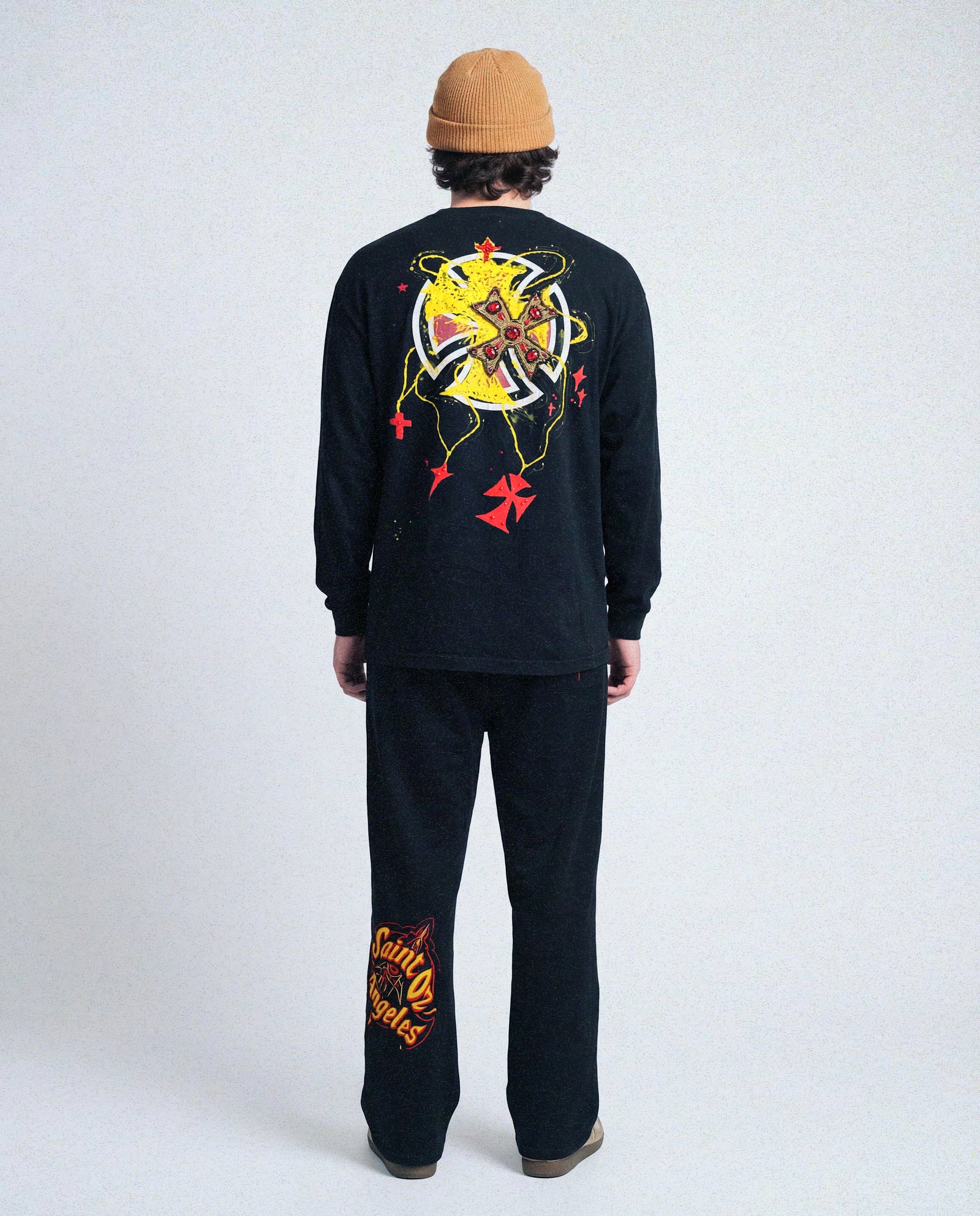 Recovered Artifact No. 111— GILDED RELIC CROSS — HAND PAINTED + EMBELLISHED (XL)