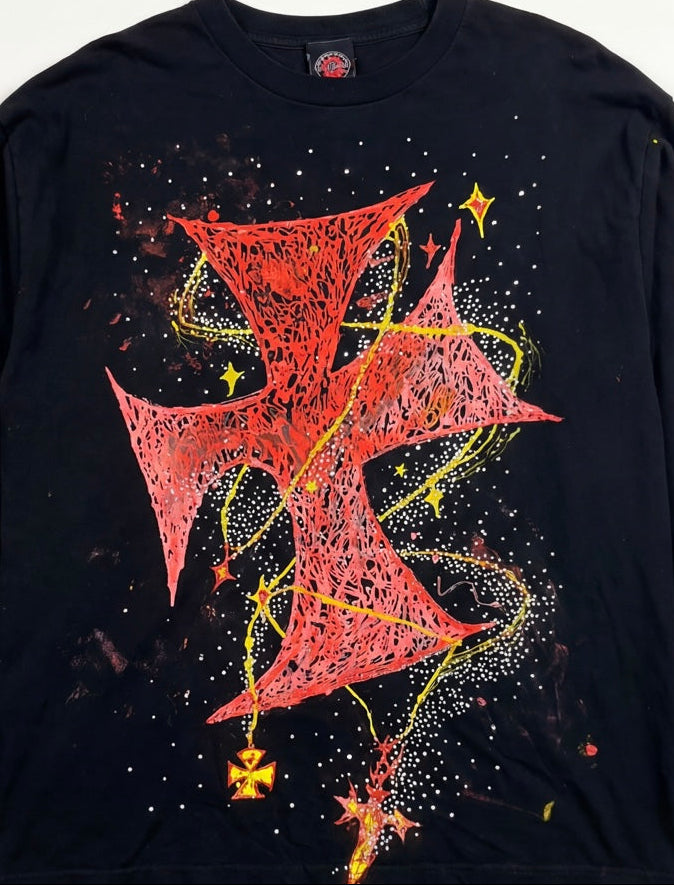 Recovered Artifact No. 111— GILDED RELIC CROSS — HAND PAINTED + EMBELLISHED (XL)