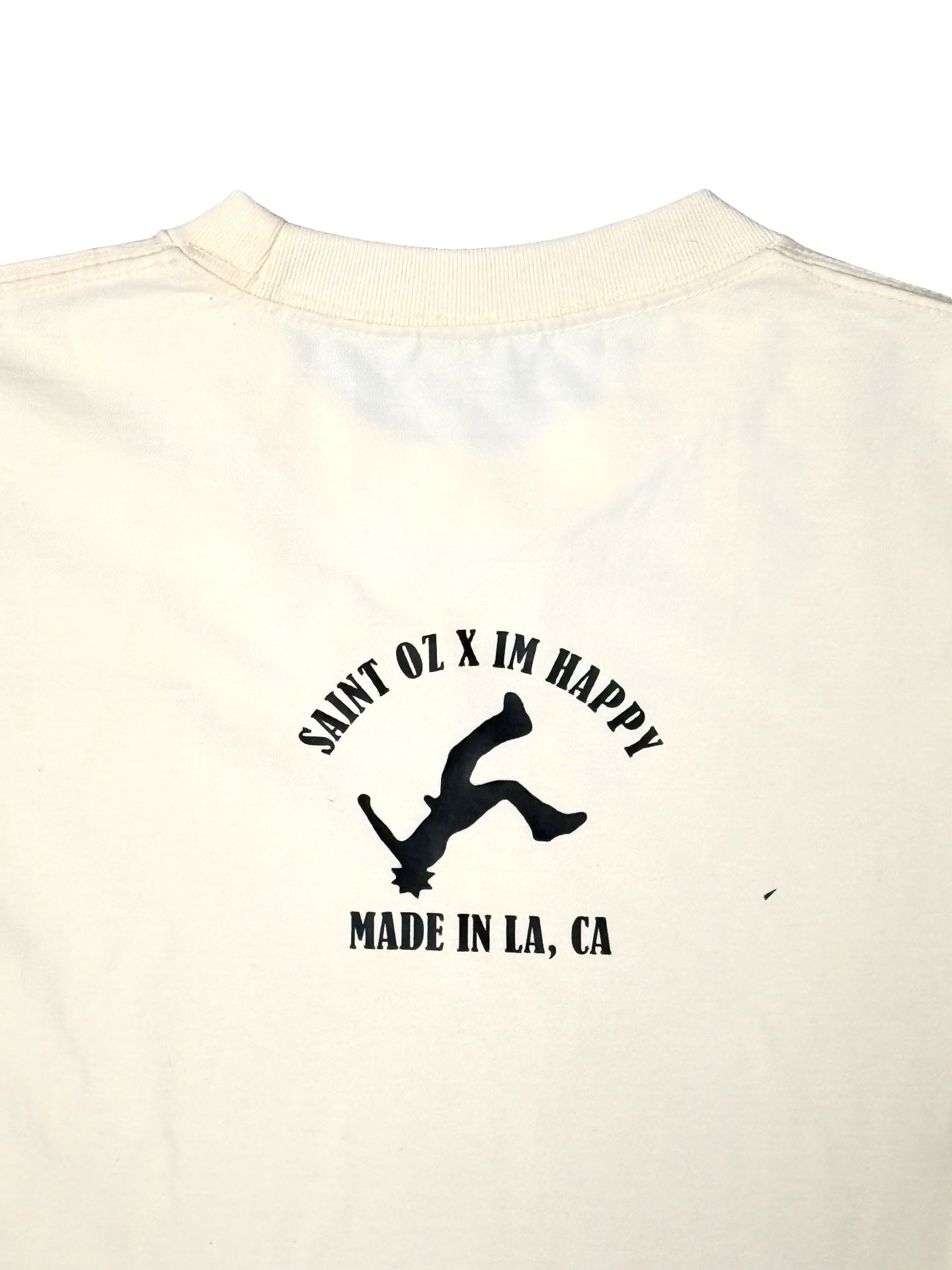 SAINT OZ x IAMHAPPY LA COLLAB — MJ Rhinestone Silence Tee (CREAM) SIZE MEDIUM