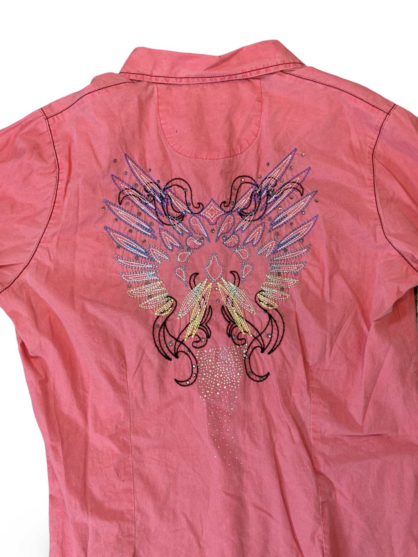 Recovered Artifact No. 447 — Wrangler Rock 47 Pink Western Shirt (L)