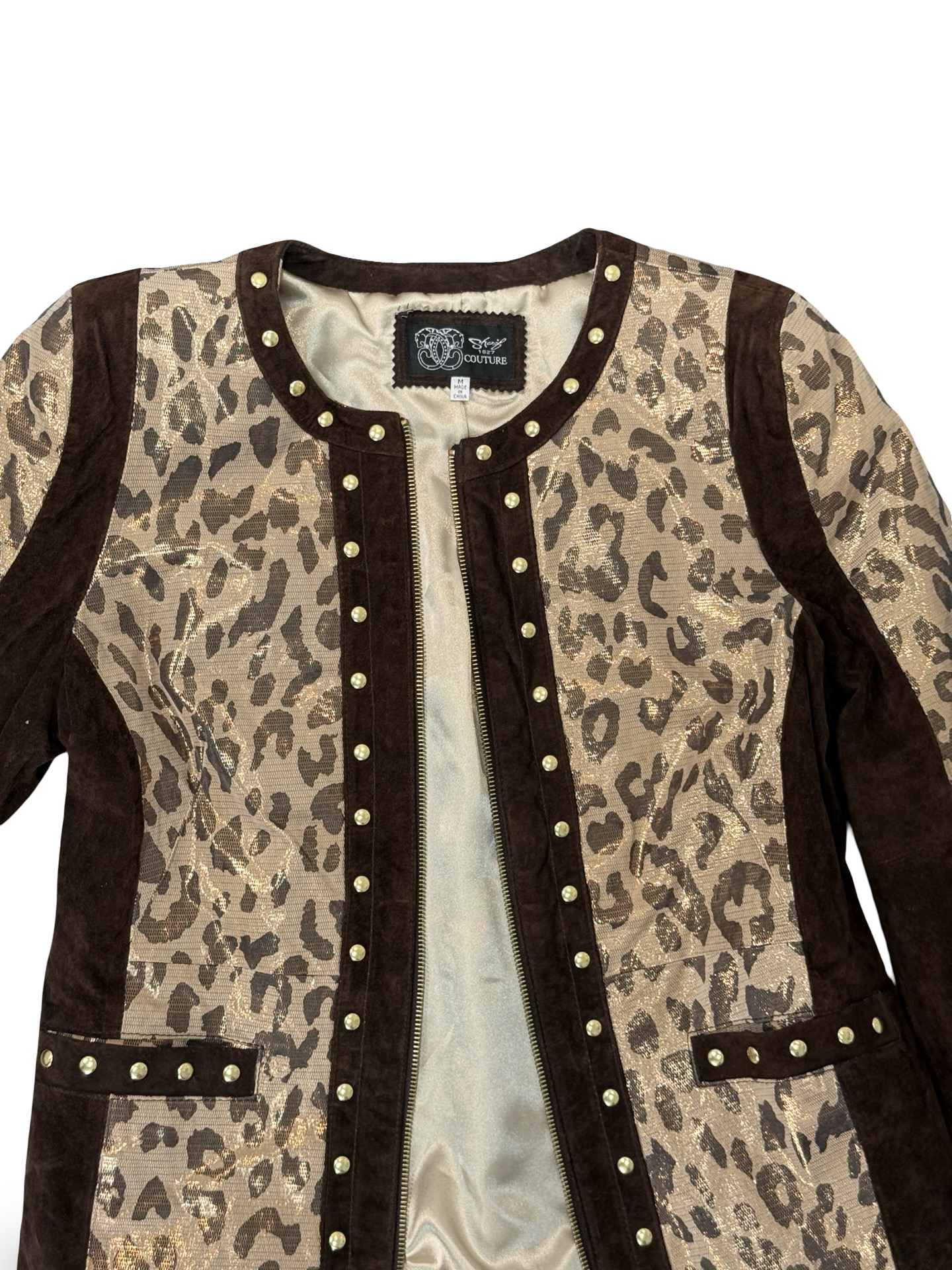 (90s) VTG Shear 1827 Couture Leopard Print Leather Jacket (WMNS M)