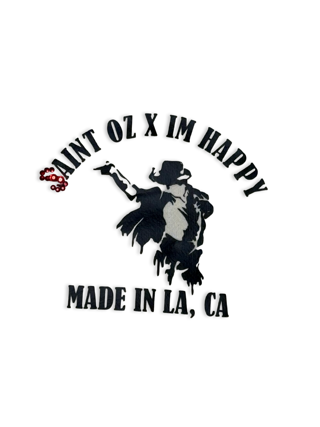 SAINT OZ x IAMHAPPY LA COLLAB — MJ Rhinestone Hoodie (Pure White) SIZE LARGE