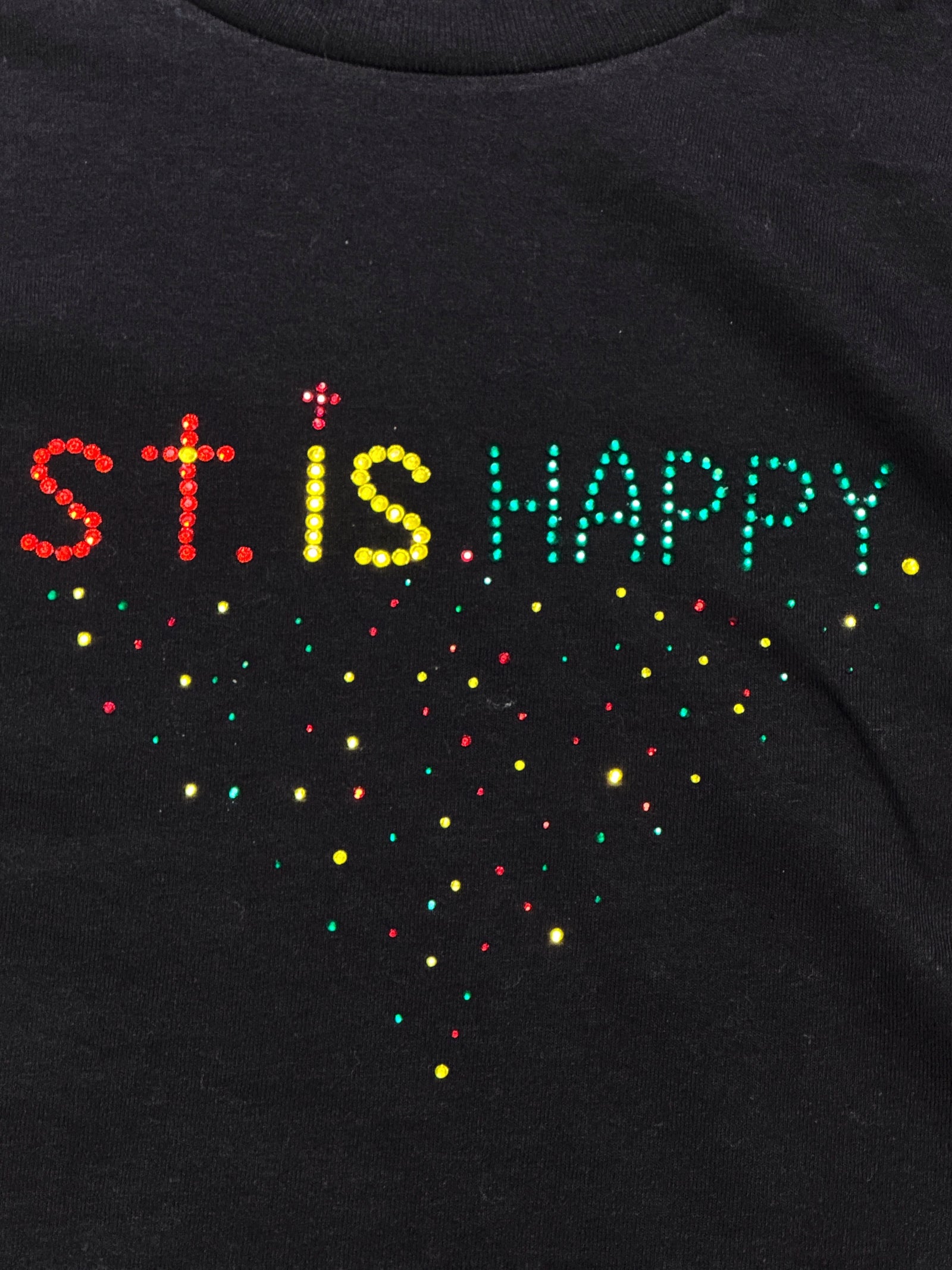 SAINT OZ x IAMHAPPY LA COLLAB — ST. IS HAPPY Rhinestone Tee