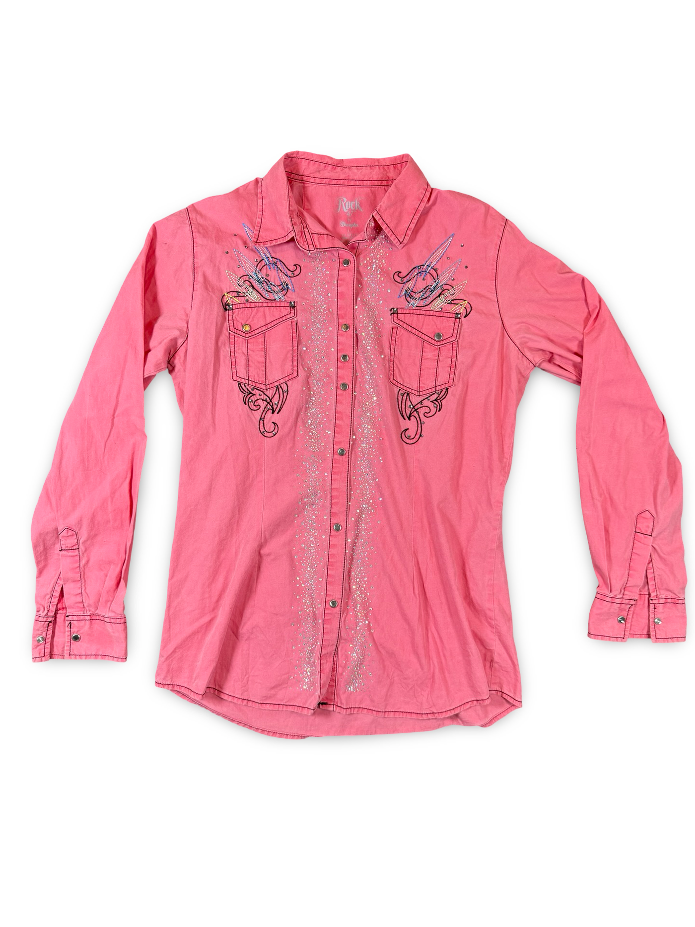 Recovered Artifact No. 447 — Wrangler Rock 47 Pink Western Shirt (L)