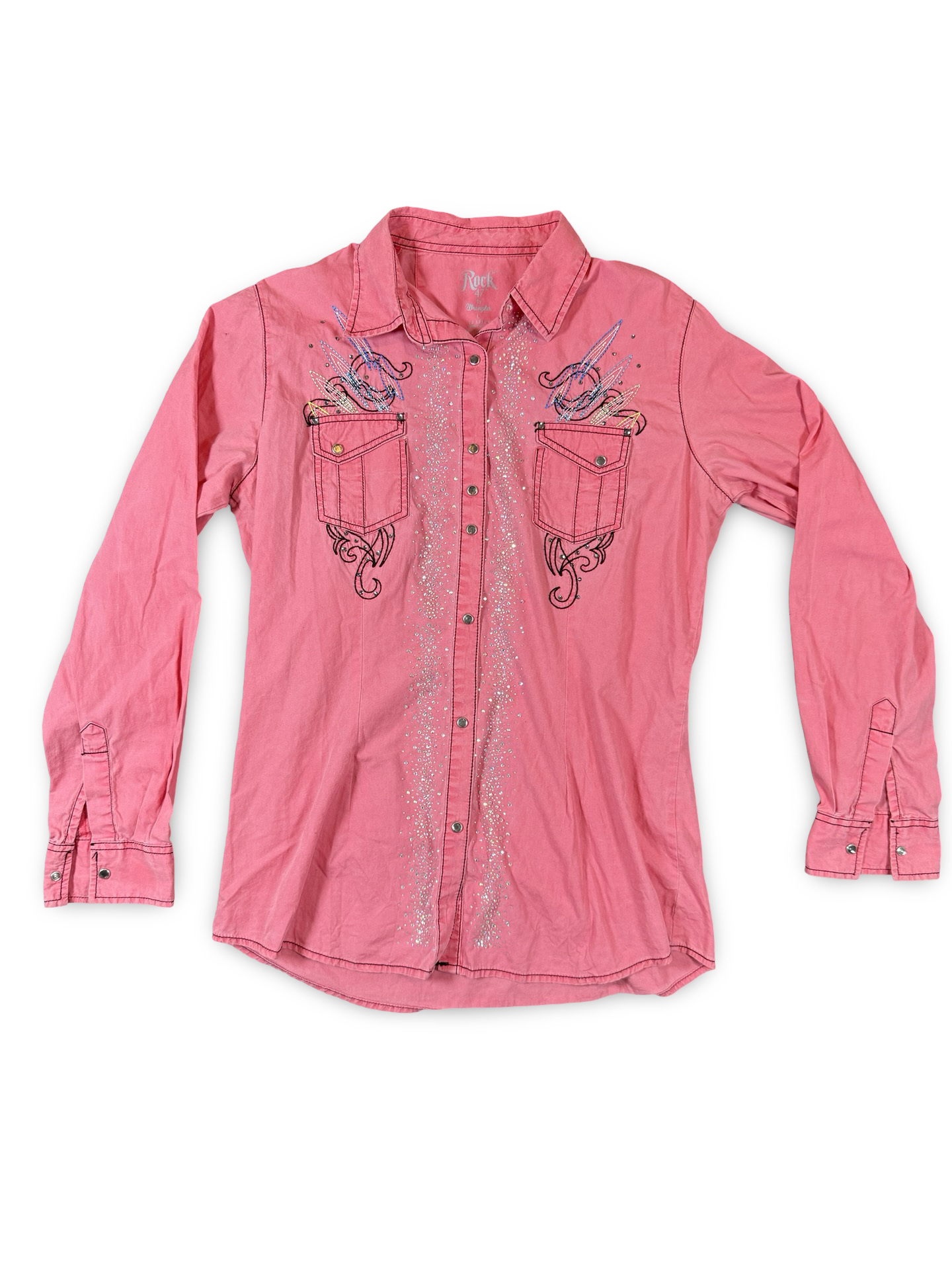Recovered Artifact No. 447 — Wrangler Rock 47 Pink Western Shirt (L)