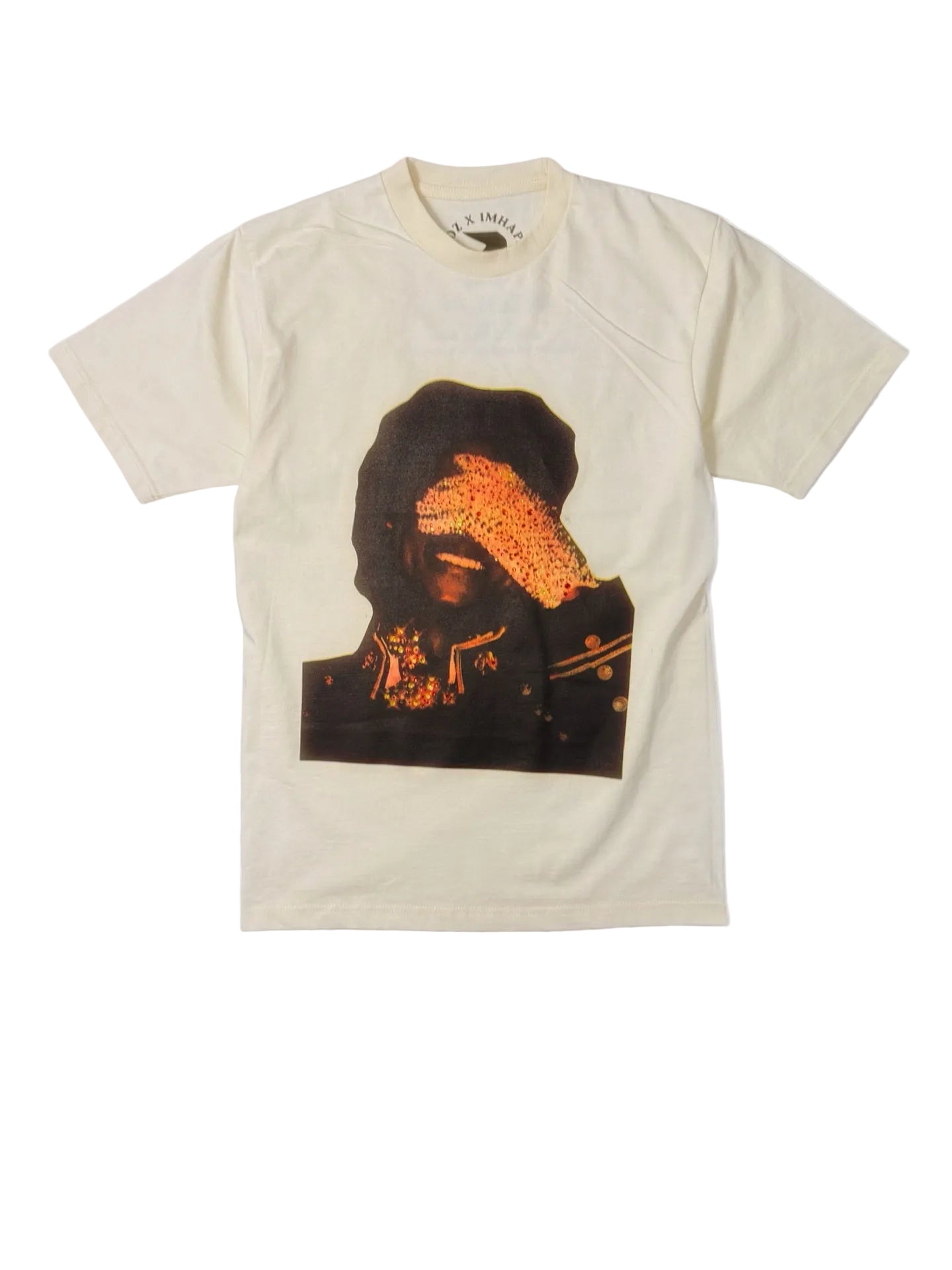 SAINT OZ x IAMHAPPY LA COLLAB — MJ Rhinestone Silence Tee (CREAM) SIZE MEDIUM