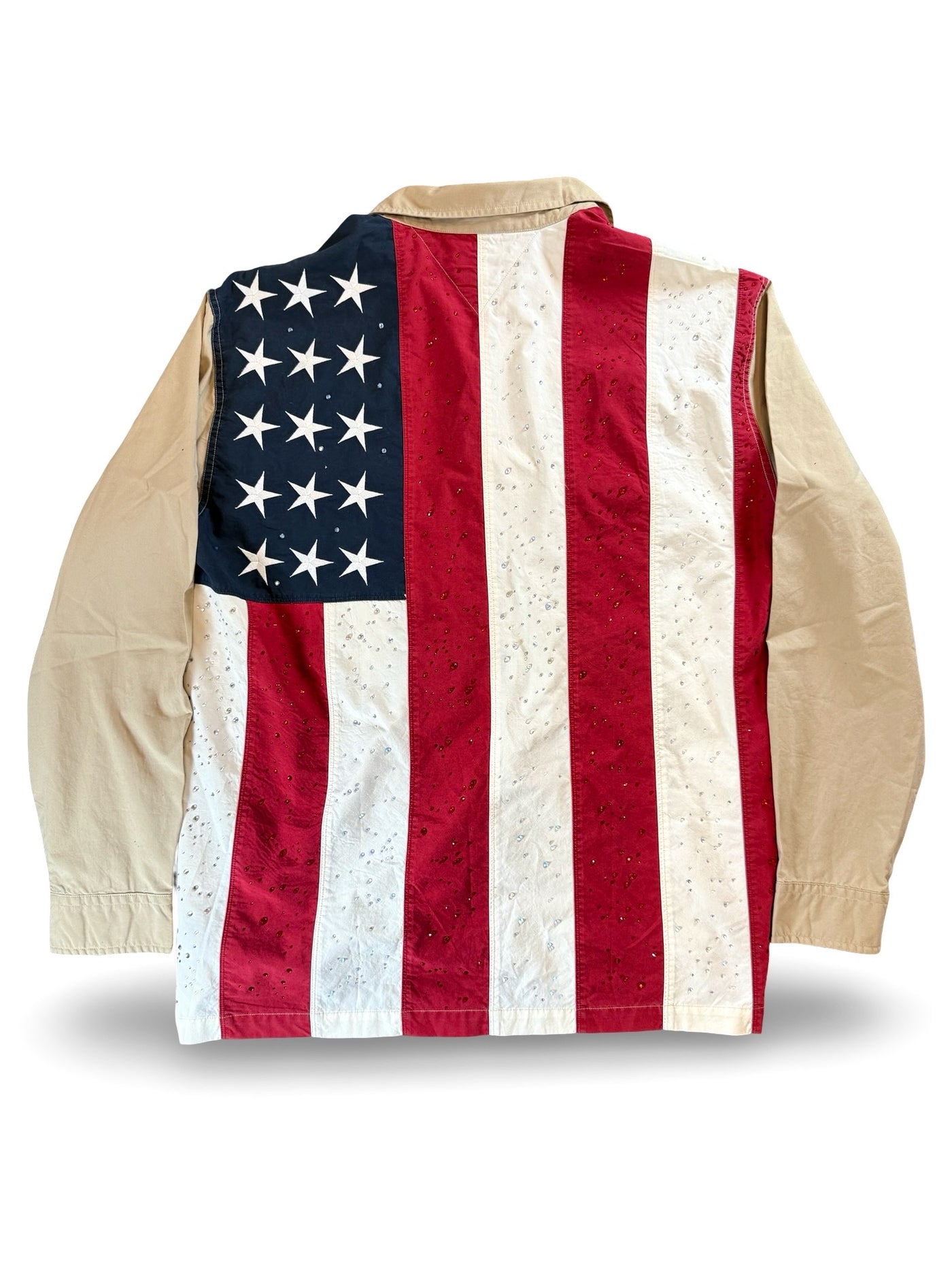 Recovered Artifact No. 007 — TOMMY JEANS USA FLAG Rhinestone SHIRT (SIZE LARGE)