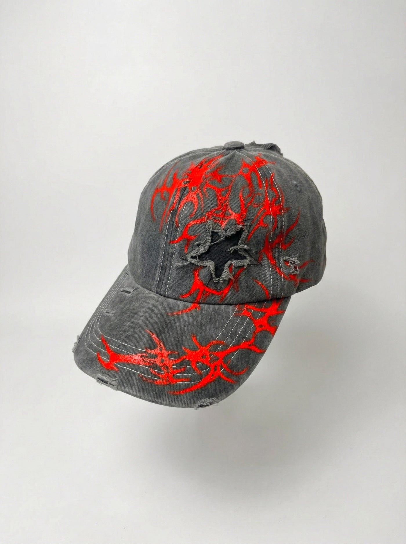 Recovered Artifact No. 034 — DISTRESSED RED SIGIL CAP — HAND-PAINTED