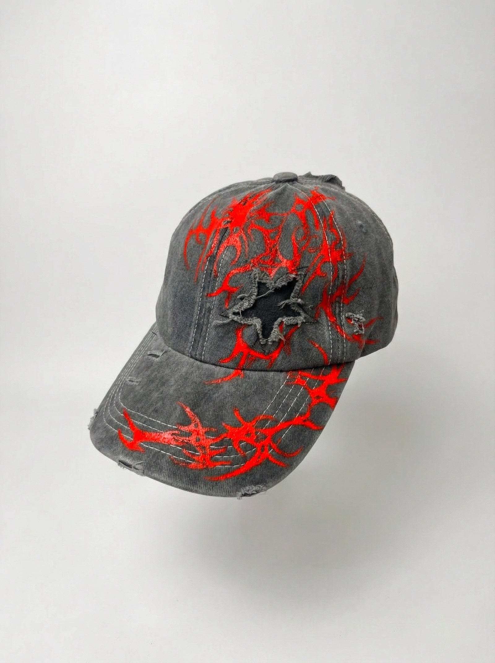 Recovered Artifact No. 034 — DISTRESSED RED SIGIL CAP — HAND-PAINTED