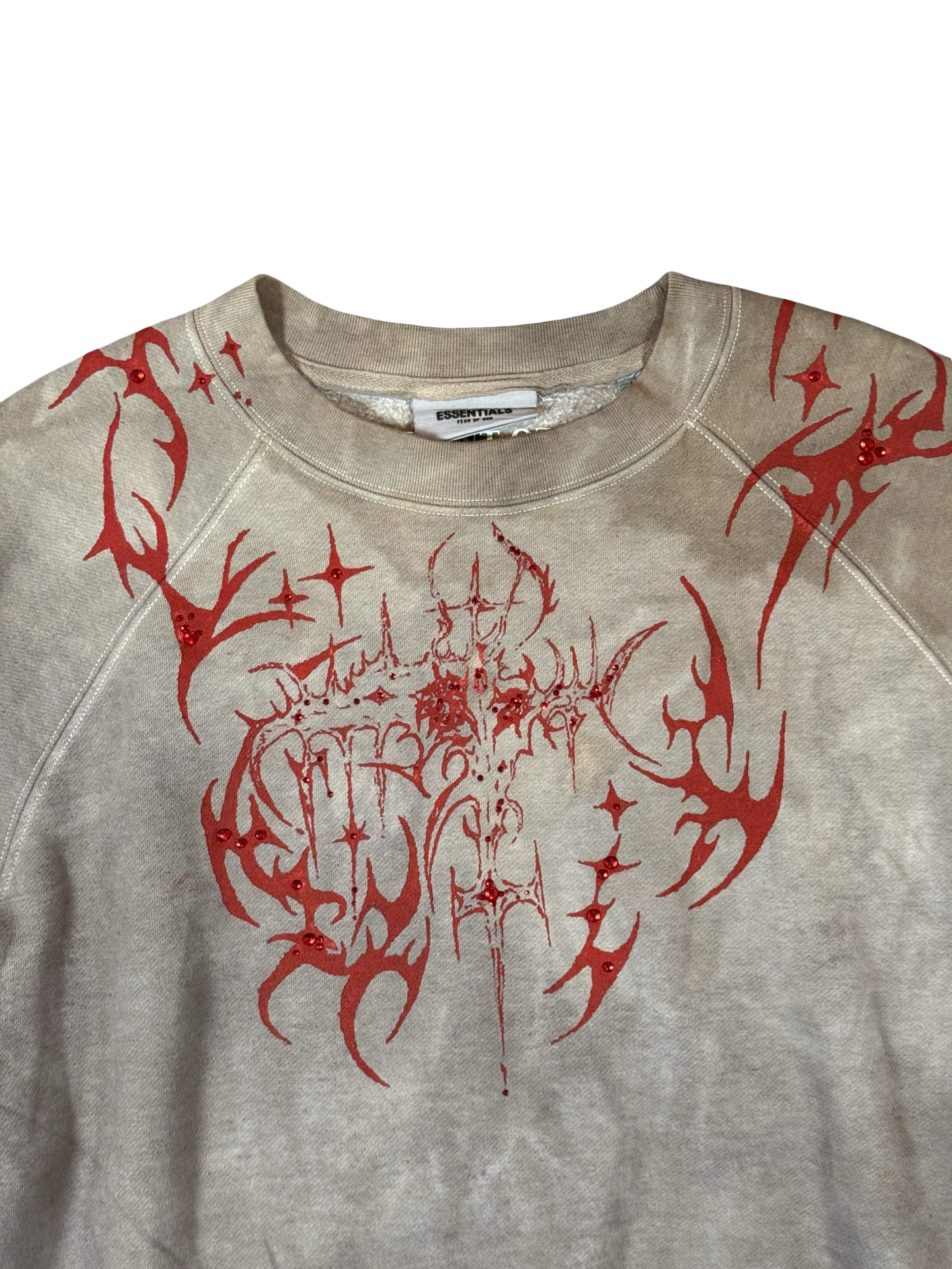 Recovered Artifact No. 778 — Fear of God Essentials Tribal Oatmeal Rhinestone Crewneck (L)