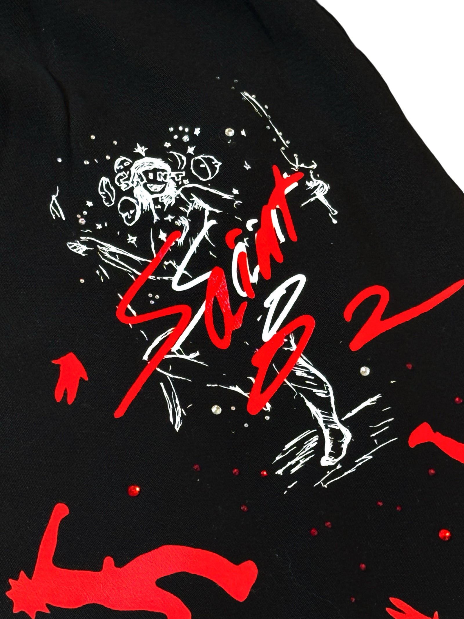 Studio Work No. 016 — FALLEN SAINTS BAGGY SWEATPANT — BLACK/CRIMSON