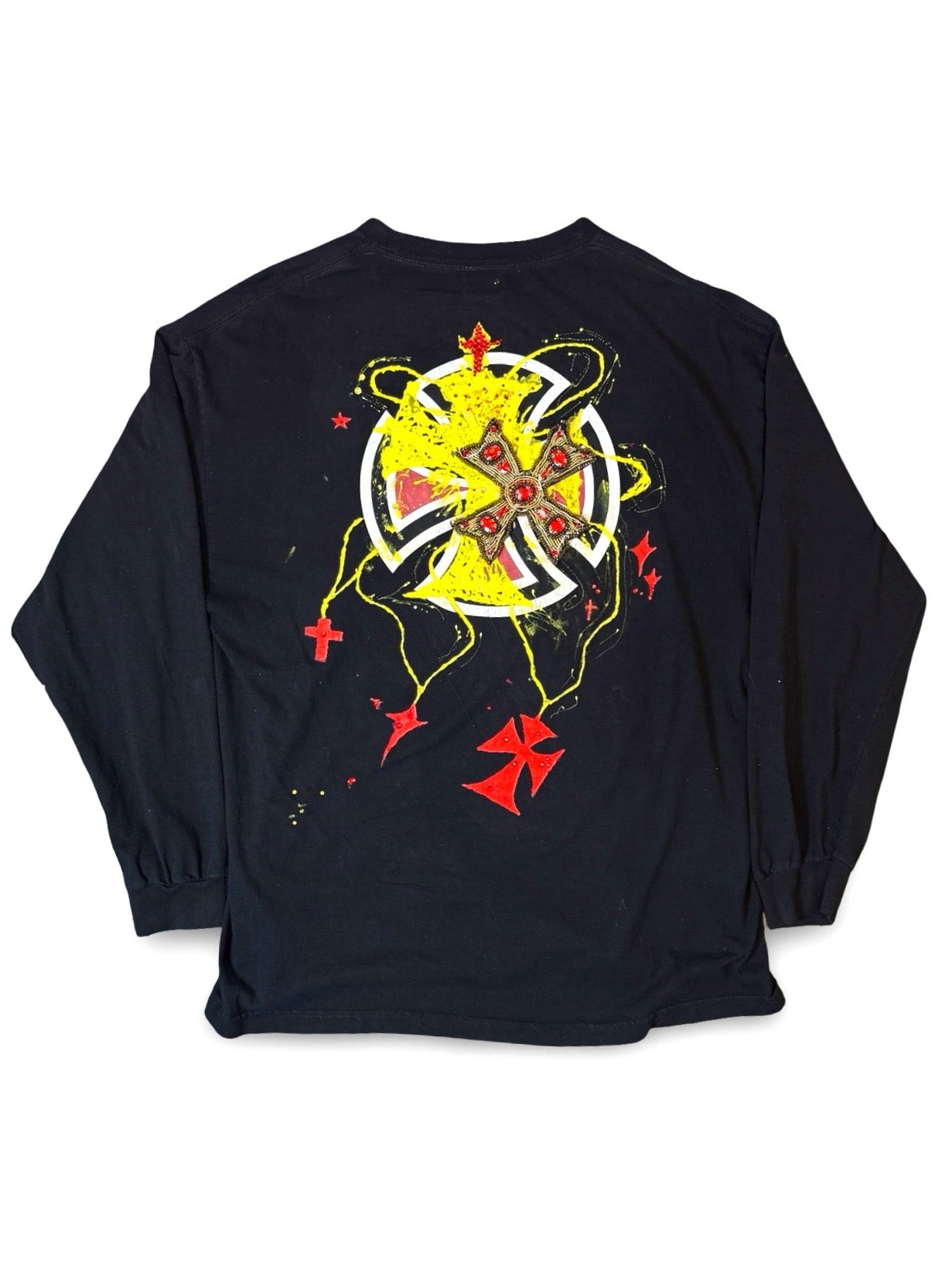 Recovered Artifact No. 111— GILDED RELIC CROSS — HAND PAINTED + EMBELLISHED (XL)