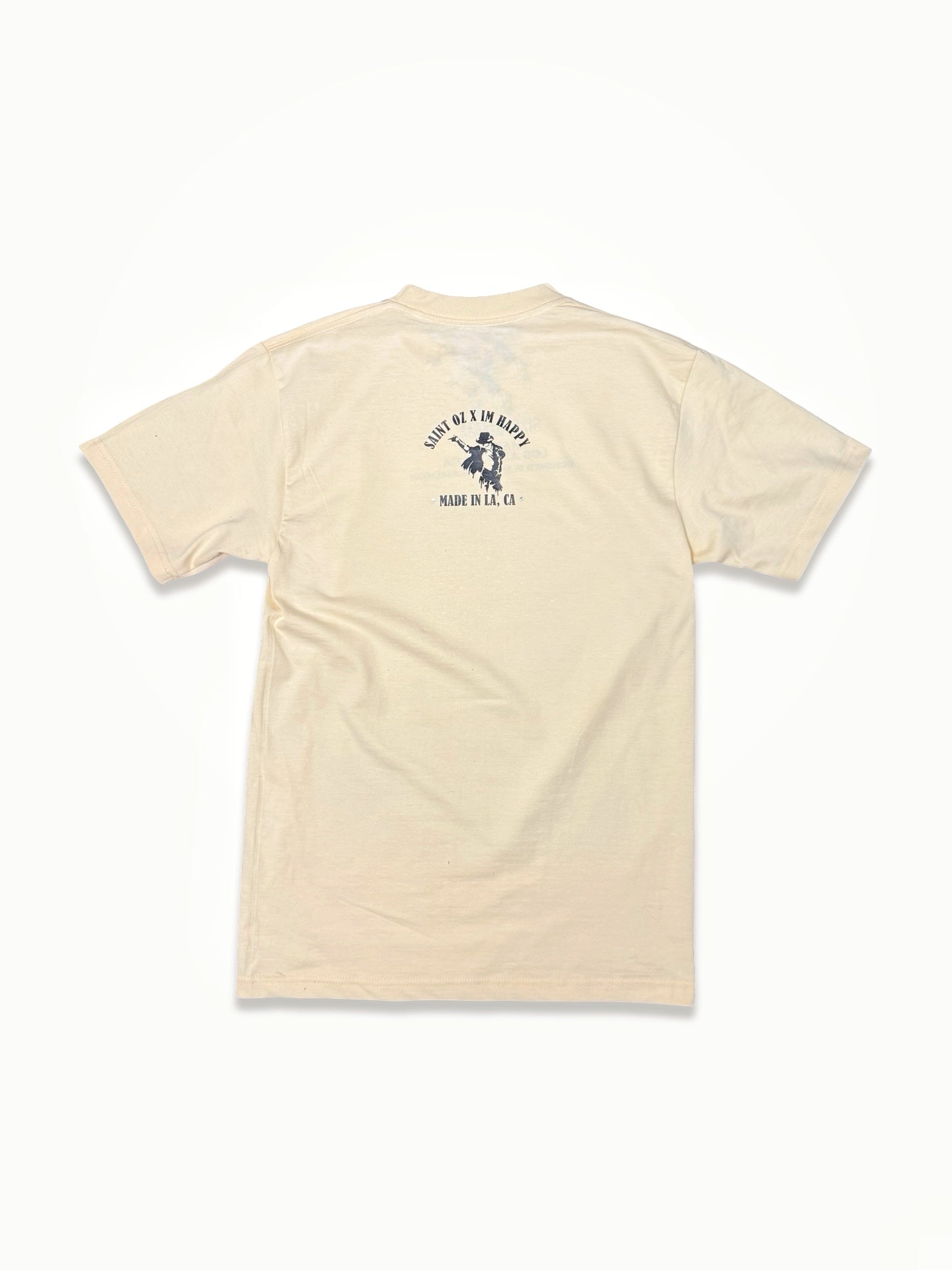 SAINT OZ x IAMHAPPY LA COLLAB — MJ Rhinestone Silence Tee (CREAM) SIZE SMALL