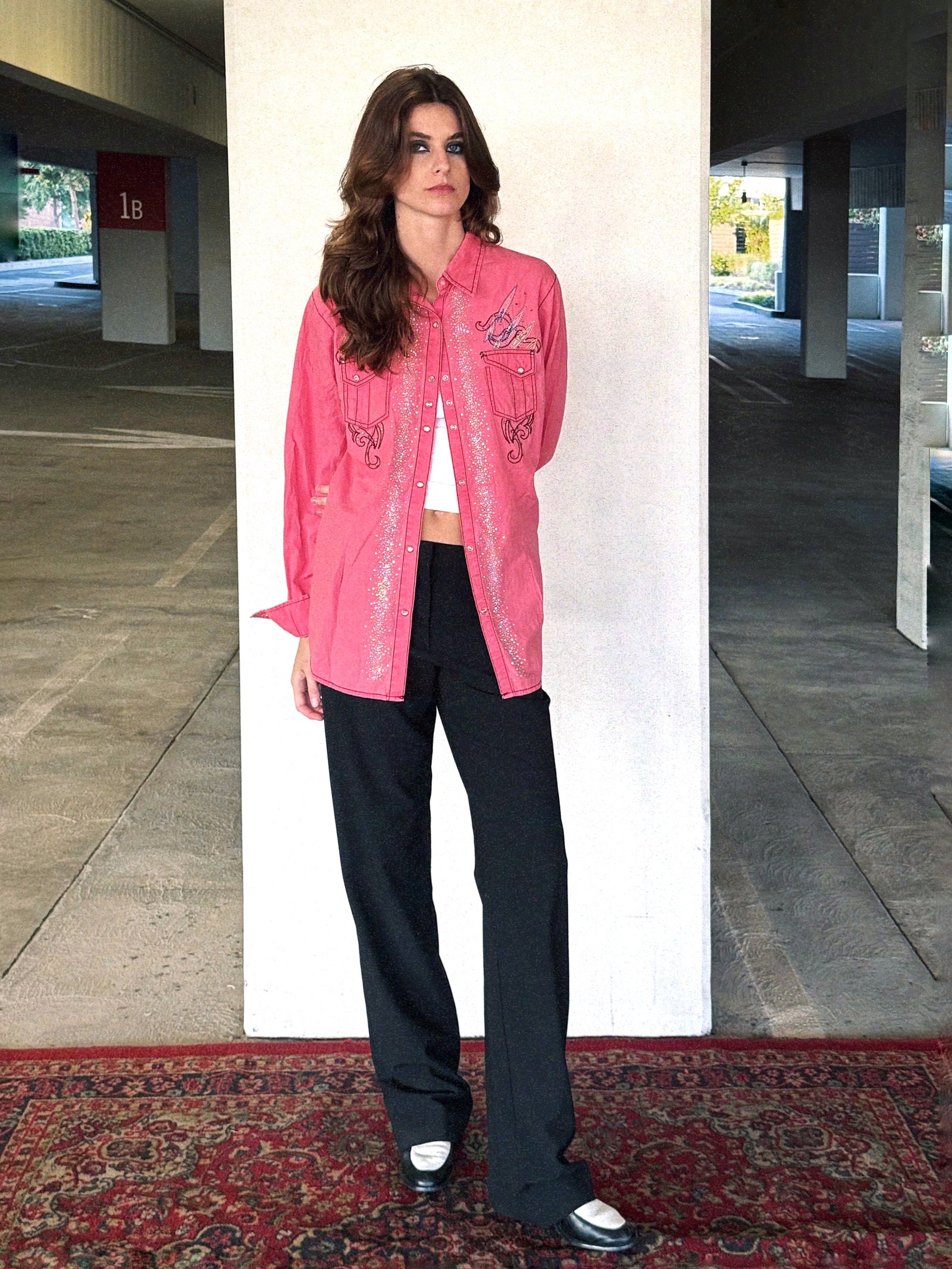 Recovered Artifact No. 447 — Wrangler Rock 47 Pink Western Shirt (L)