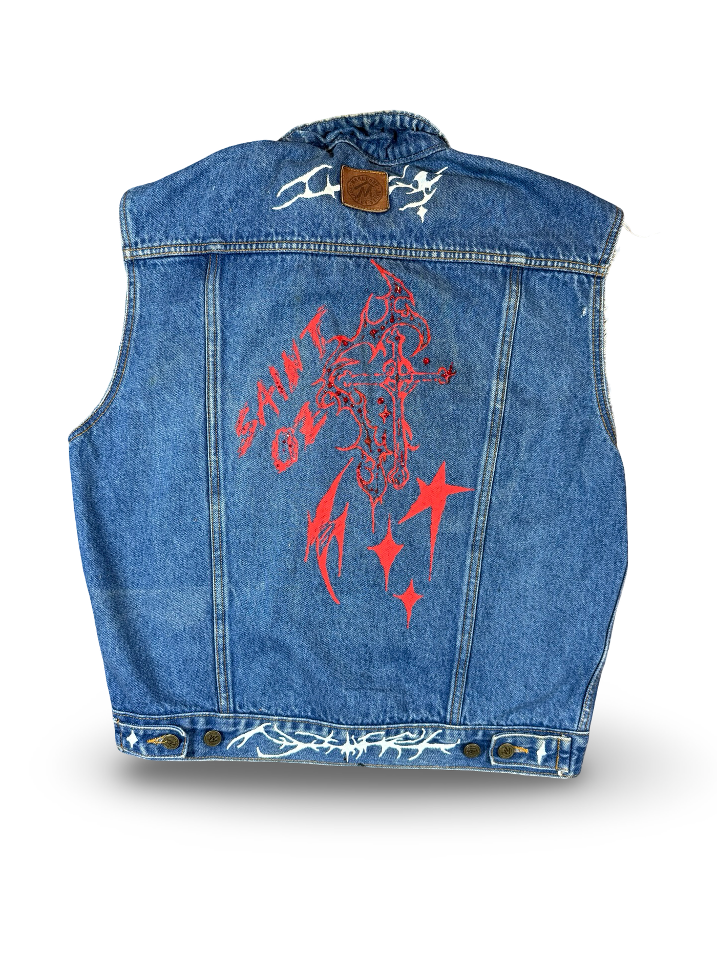 (80s/90s) Recovered Artifact No. 088 — Marlboro Denim Vest w/ Leather Collar (L)