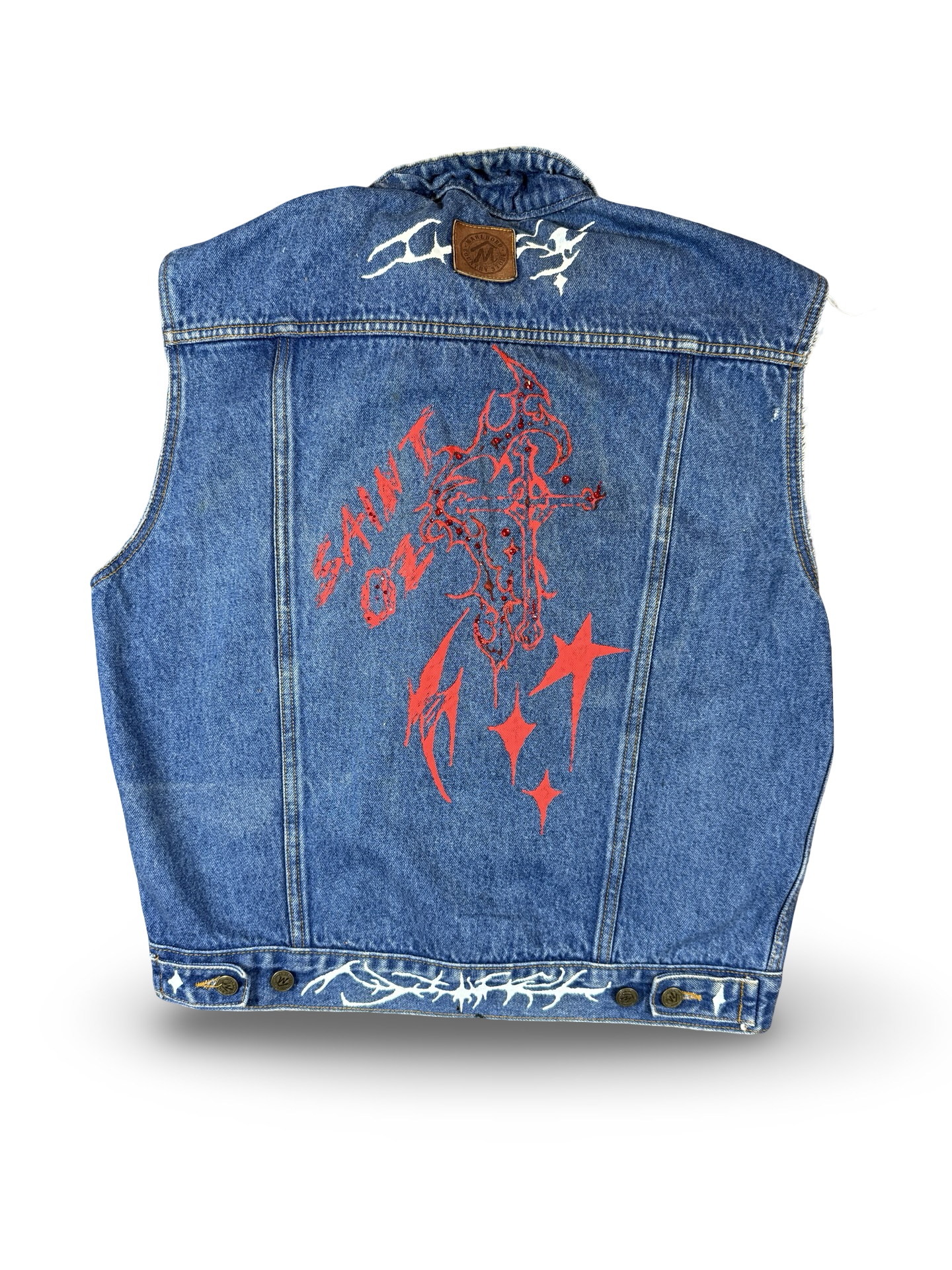 (80s/90s) Recovered Artifact No. 088 — Marlboro Denim Vest w/ Leather Collar (L)