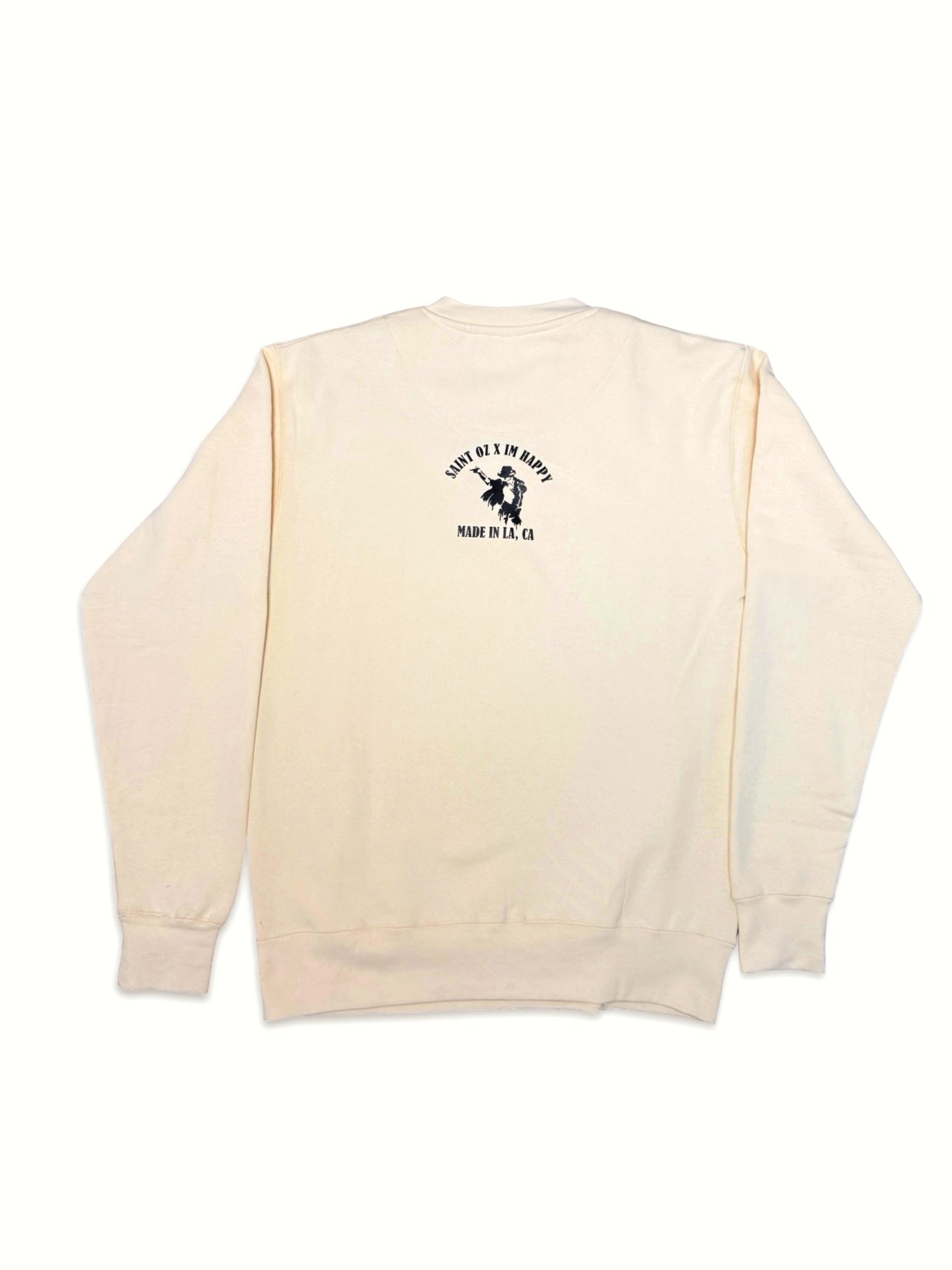 SAINT OZ x IAMHAPPY LA COLLAB — MJ Rhinestone Silence Crewneck (Vintage Cream) SIZE SMALL