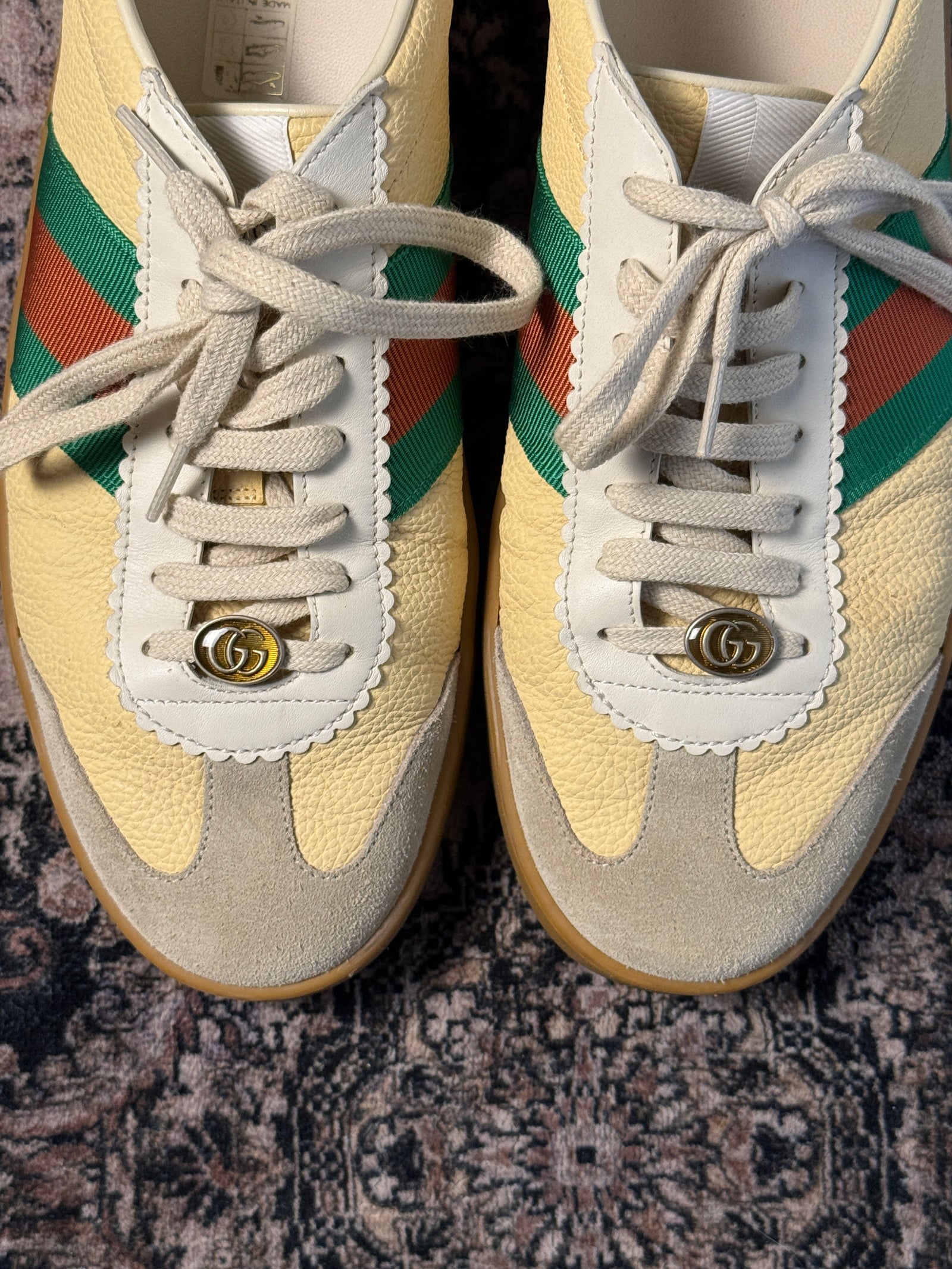 Gucci G75 Cream Leather Low Trainers Sneakers (Size 11.5)