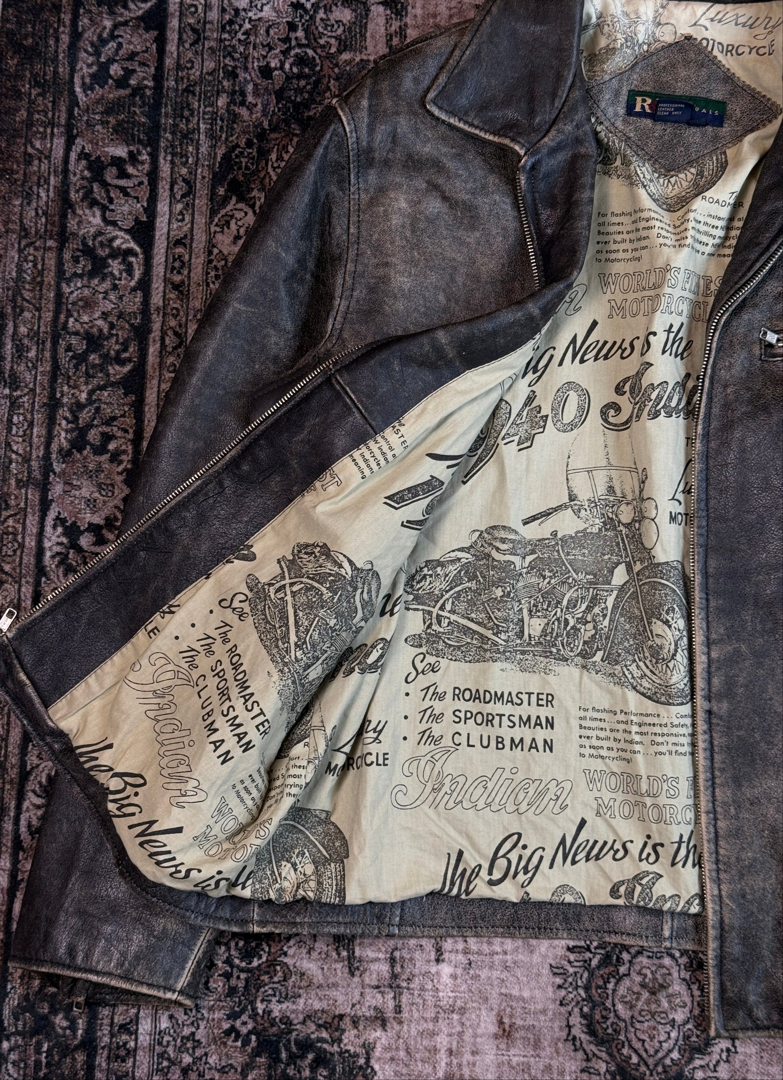 Brown Leather Rustic Jacket (Size L)