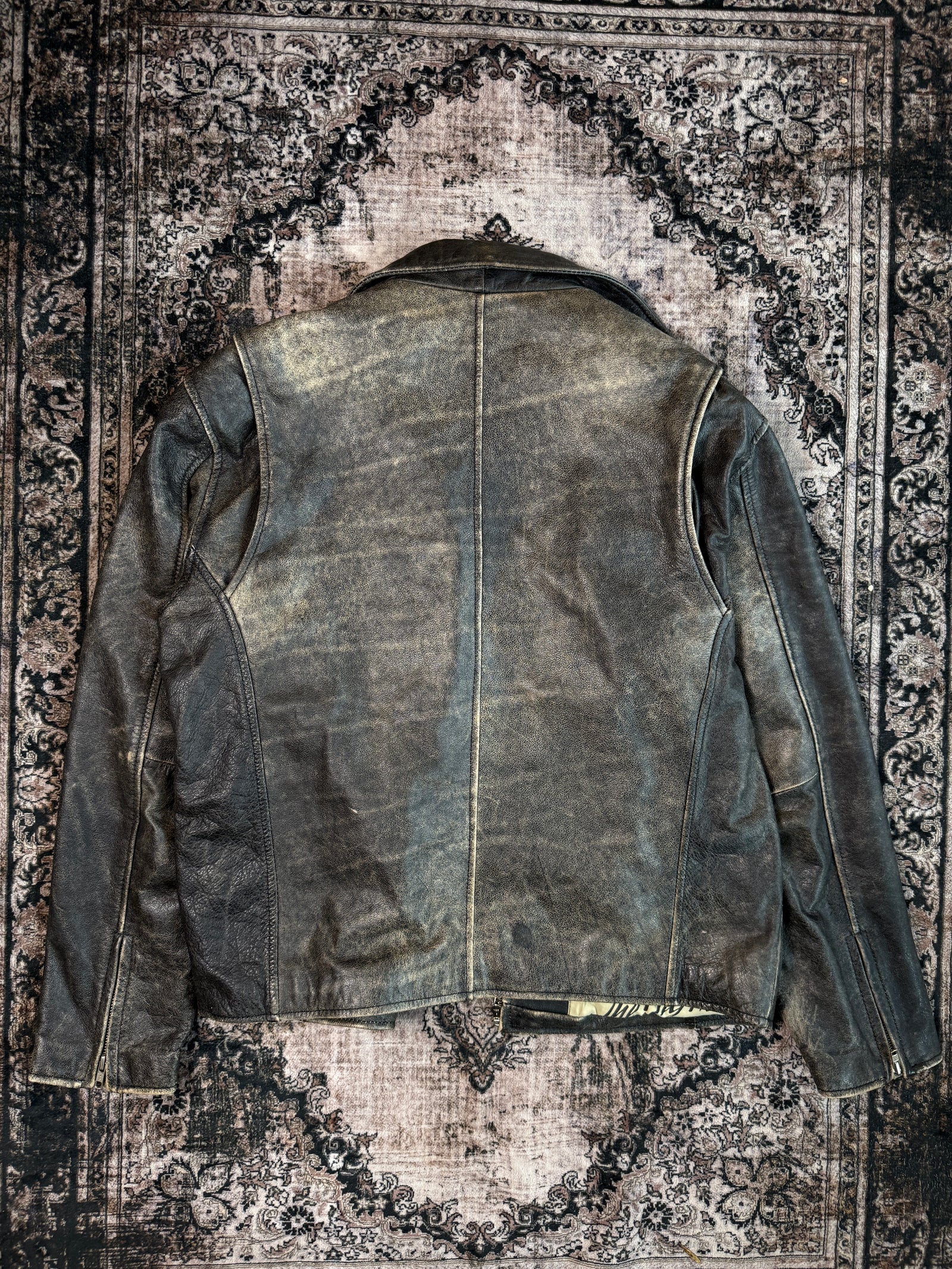 Brown Leather Rustic Jacket (Size L)