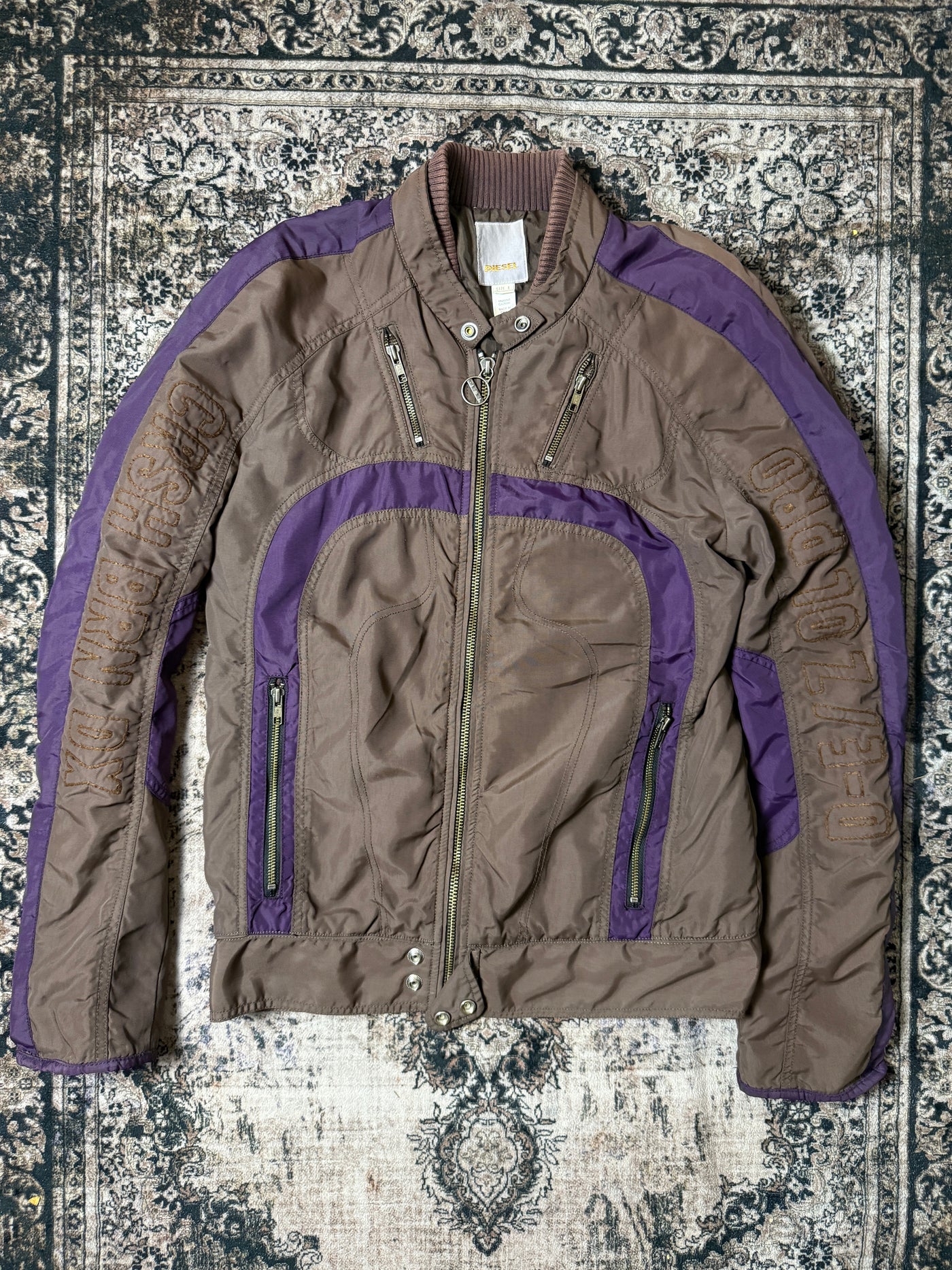 Diesel Slate Purple Browm Moto Coat (Size WMNS L)