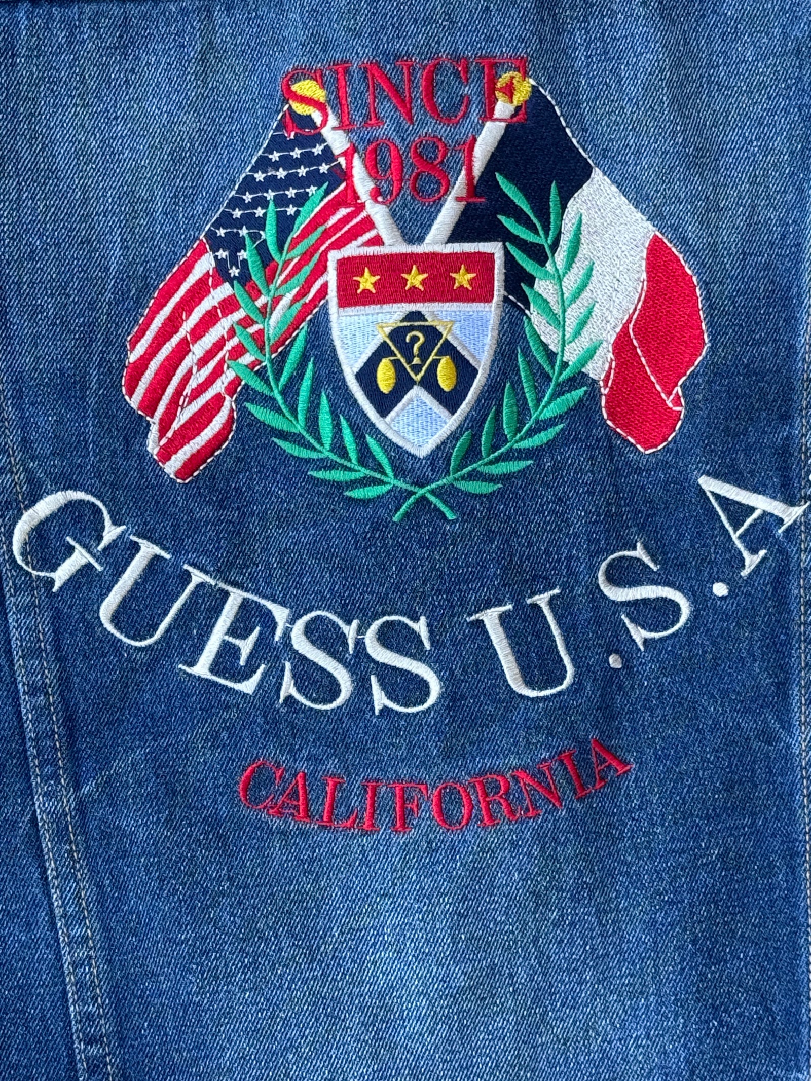 VTG GUESS Jeans Men's Blue Denim Patch Work Jacket (Size Small)